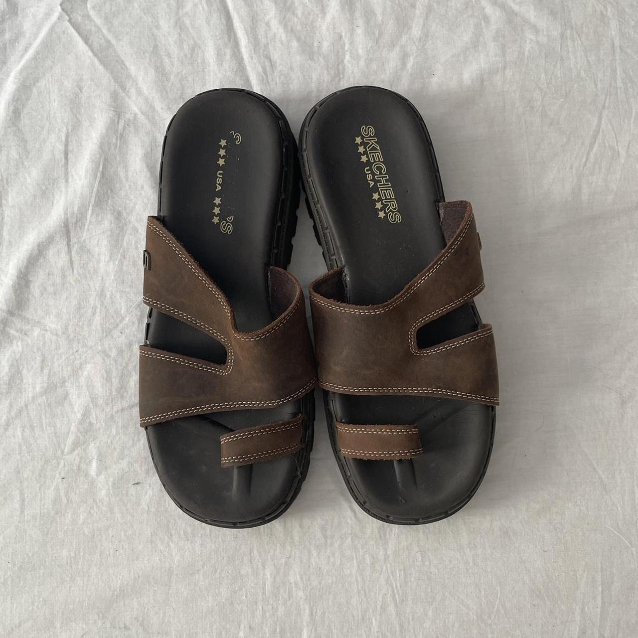 Y2k skechers platform sandals. Slip on. Leather... - Depop