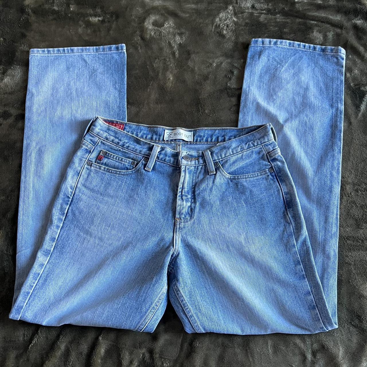 Grunge Y2K flare jeans. Lighter wash. Bootcut style.... Depop