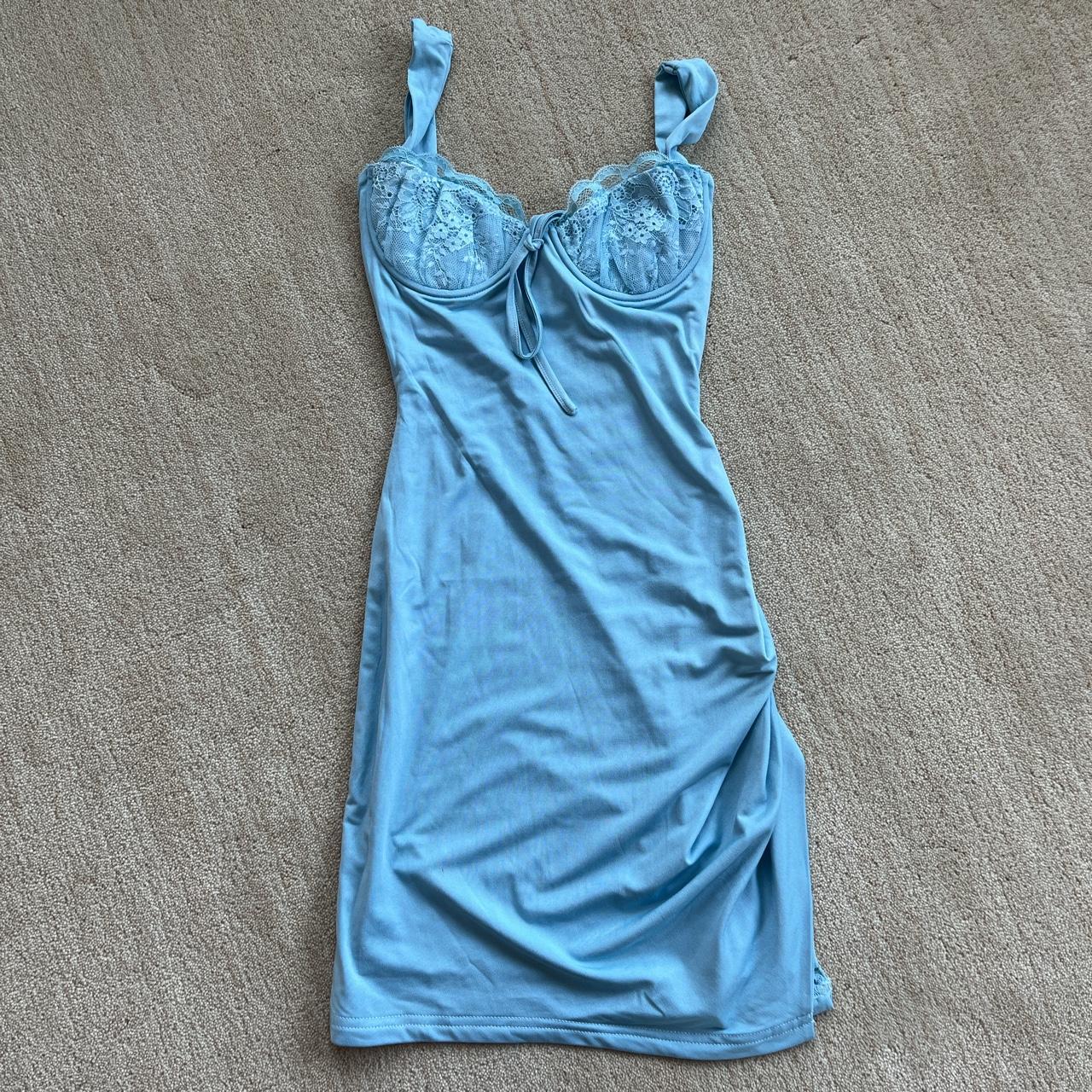 Outcast Clothing Dionne Mini Dress Baby Blue Size:... - Depop