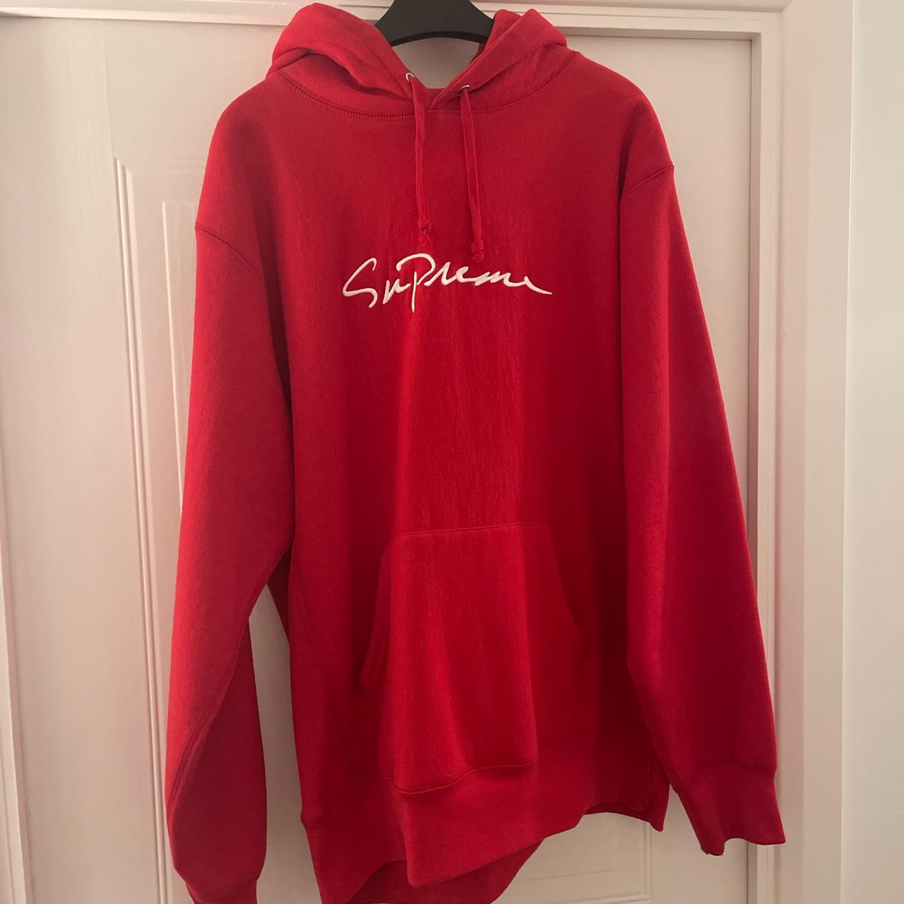 Supreme Red Script hoodie size L - ordered direct... - Depop