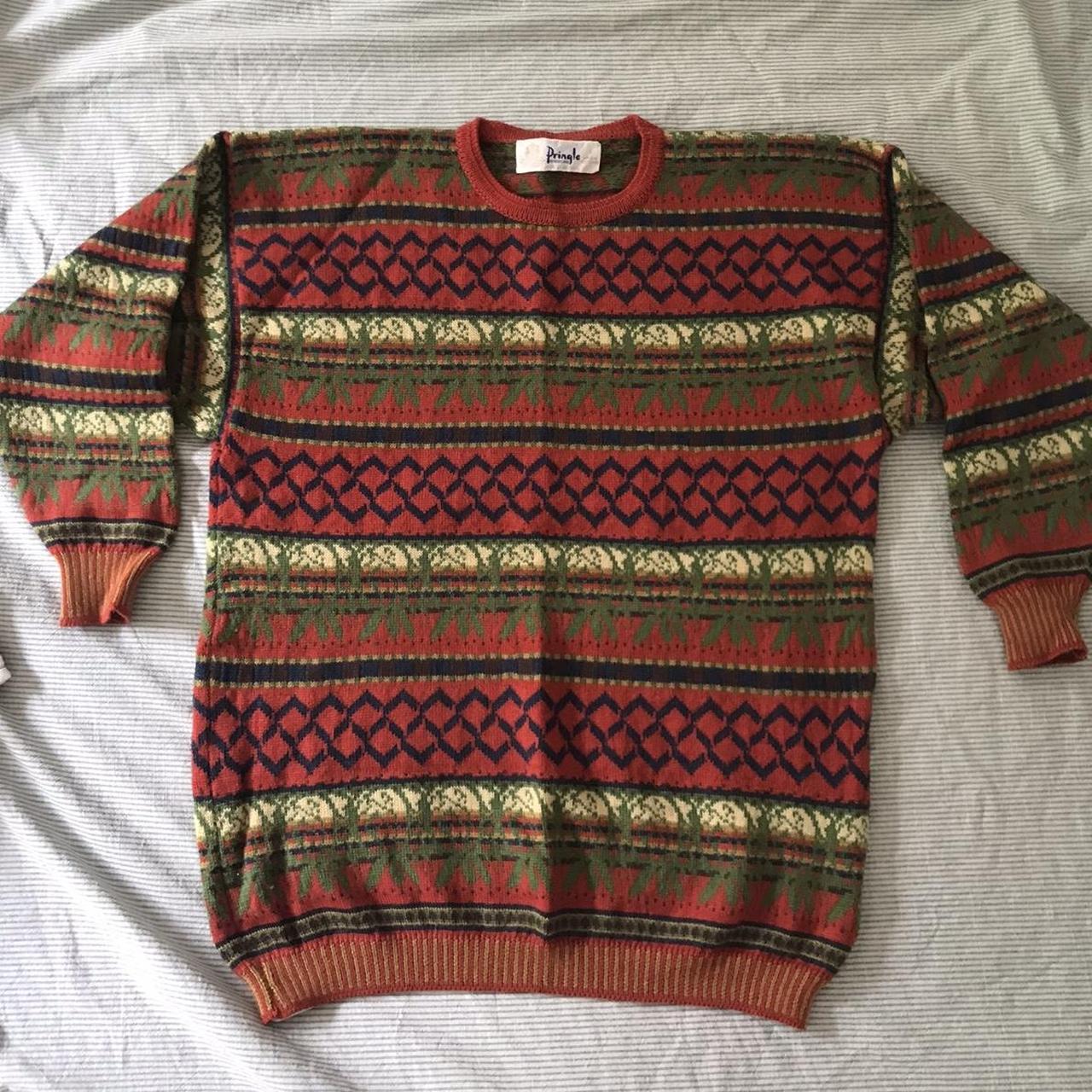 Vintage Pringle 100% lambs wool jumper with funky... - Depop