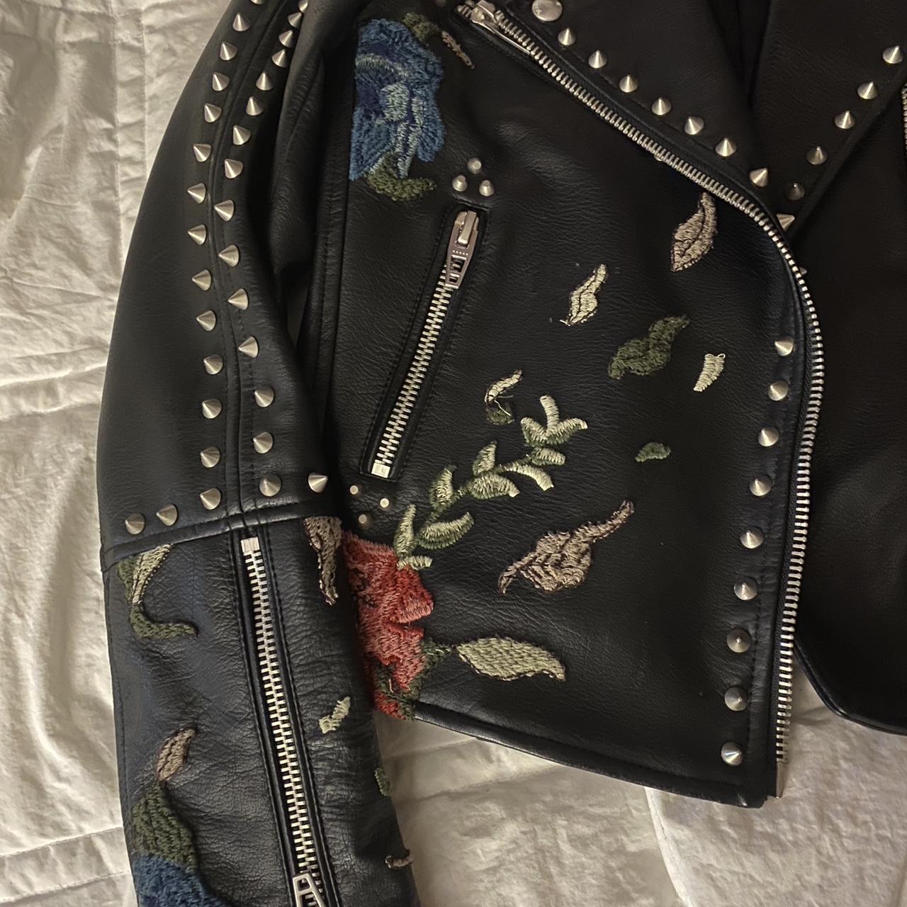 Blank NYC Embroidered and Studded Leather Jacket - - Depop