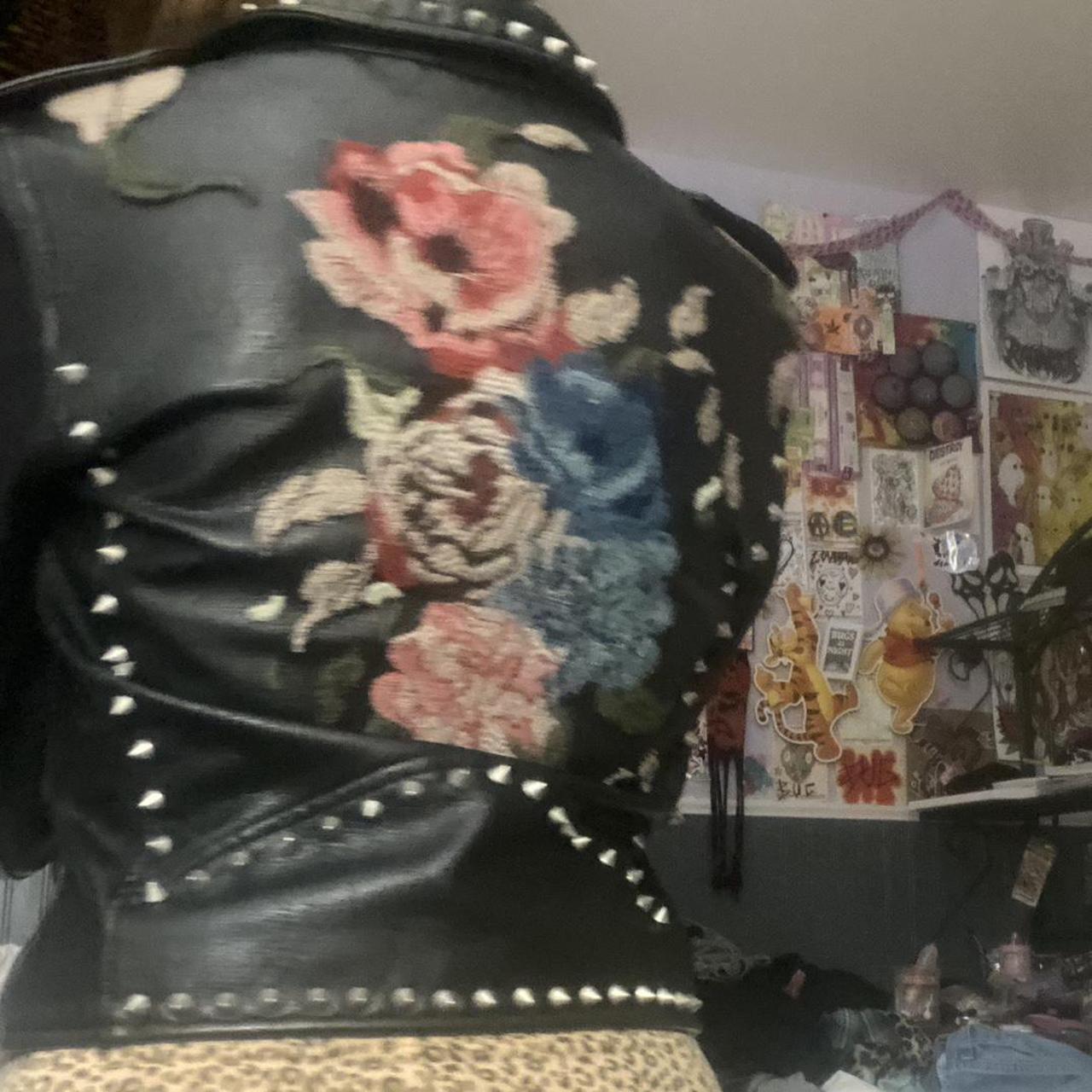 Blank NYC Embroidered and Studded Leather Jacket - - Depop