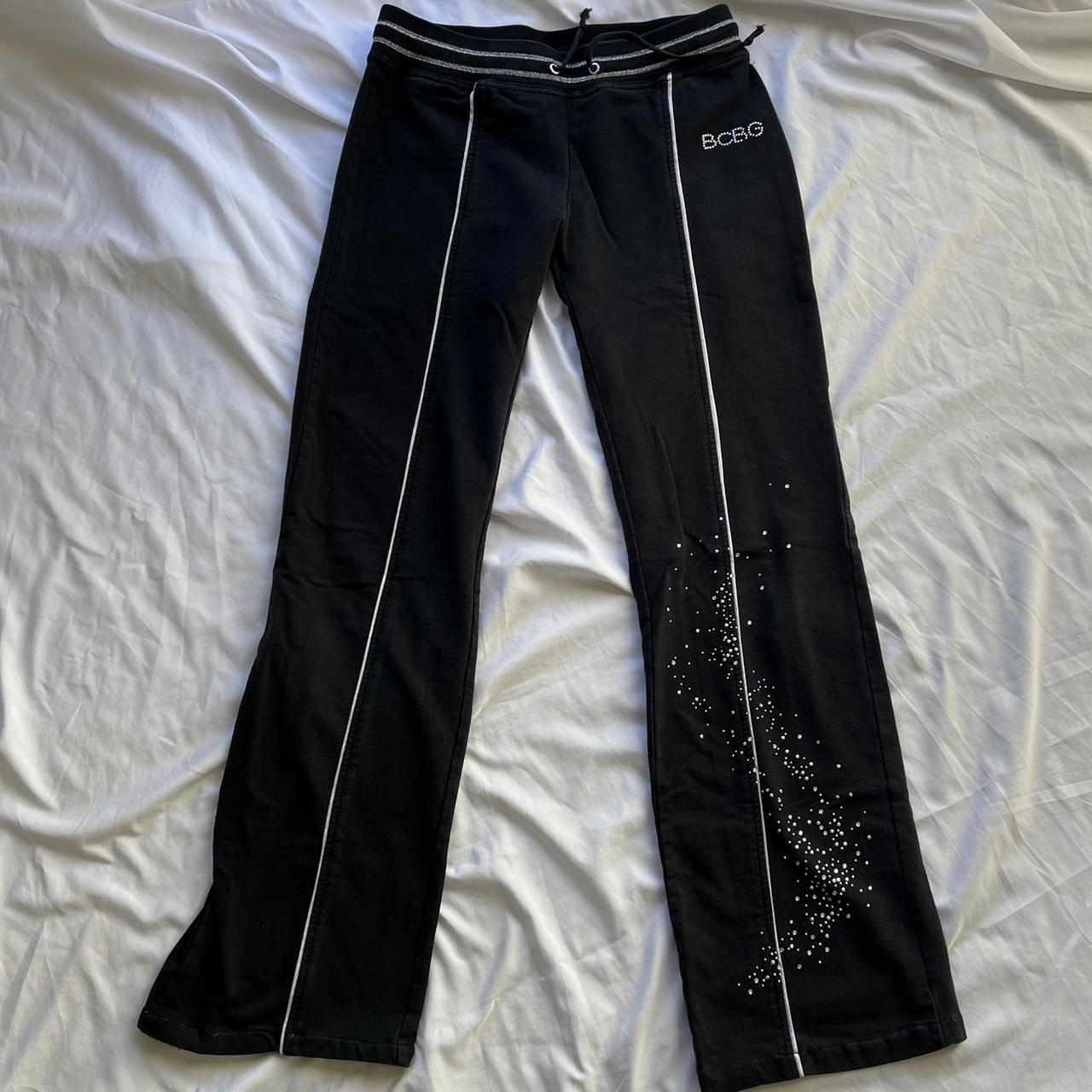 BCBGMAXAZRIA Women's Black and Silver Joggers-tracksuits | Depop