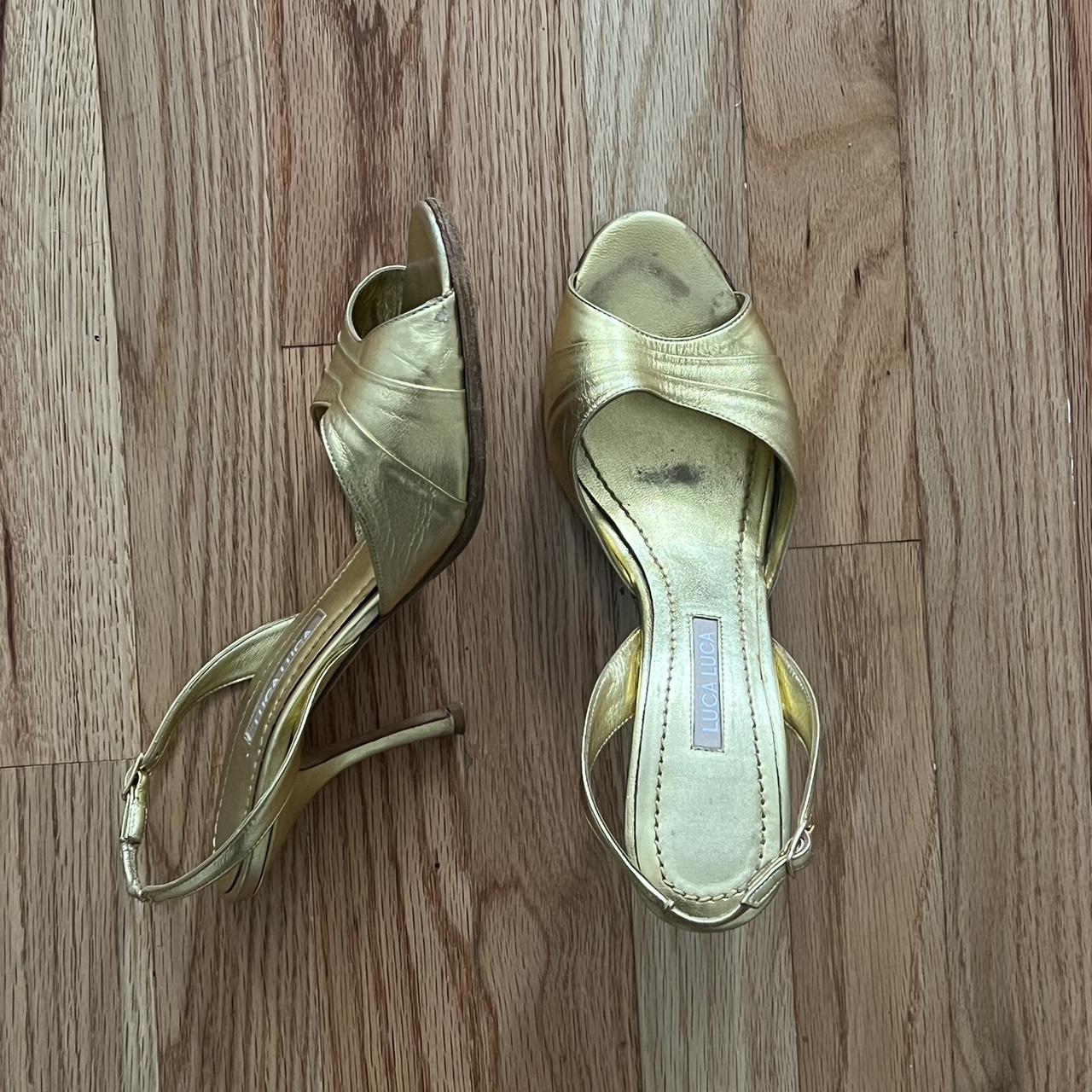 Gold Vintage Luca Luca heels. Sooo cute!! 2000s... - Depop