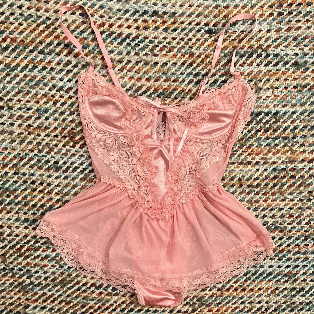 red lace bralette cami bustier top not sheer around - Depop