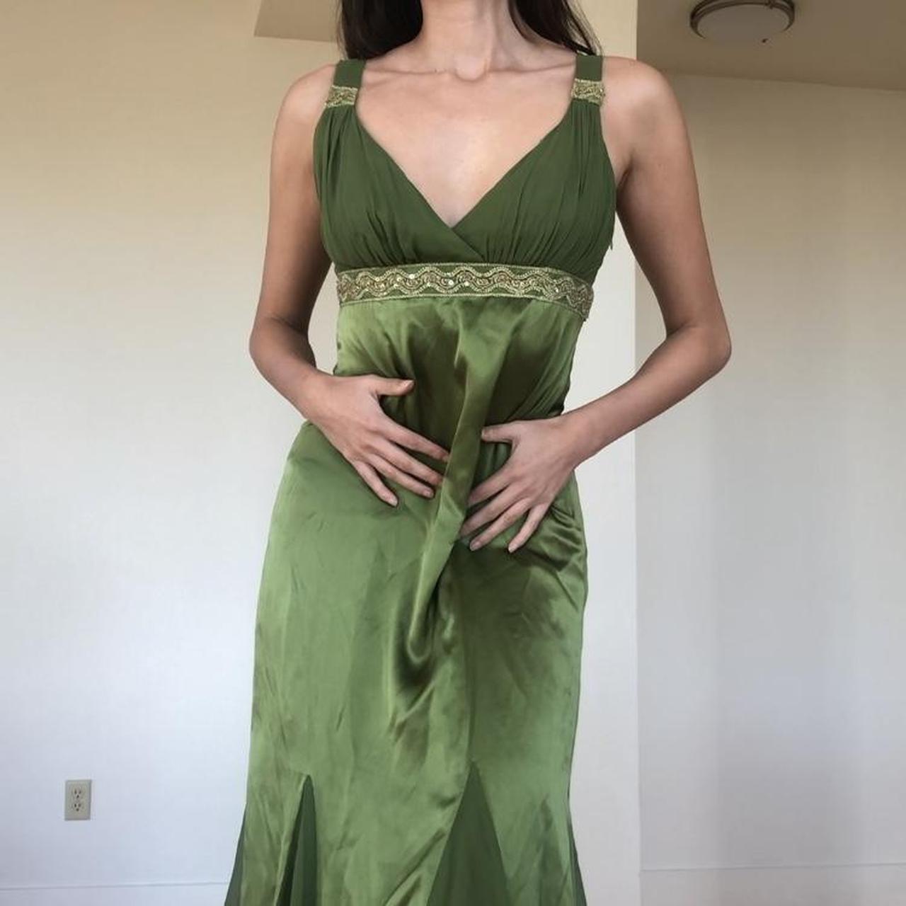 Women's Green and Gold Dress | Depop