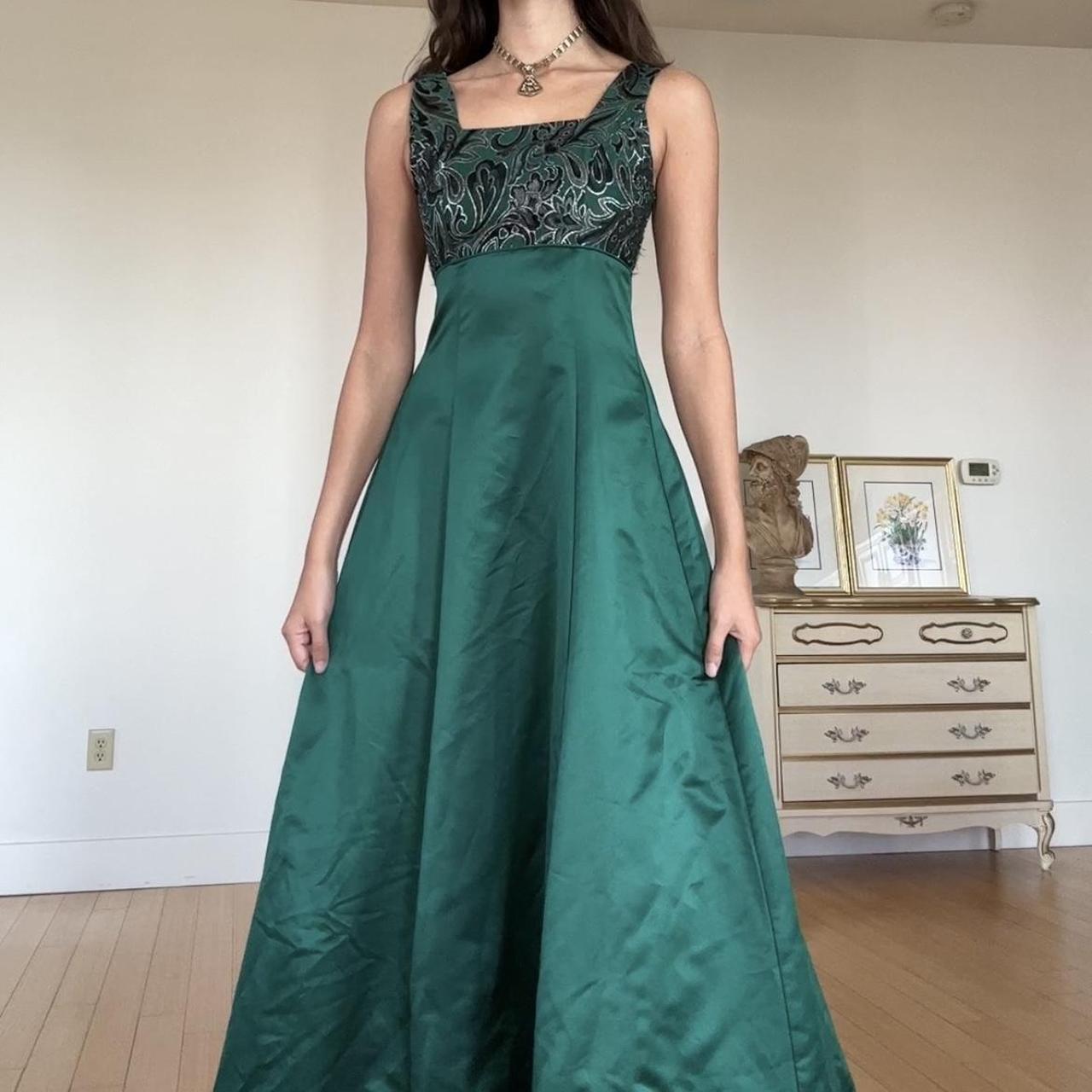 Emerald Green A-Line one of a kind Handmade Vintage shops Dress