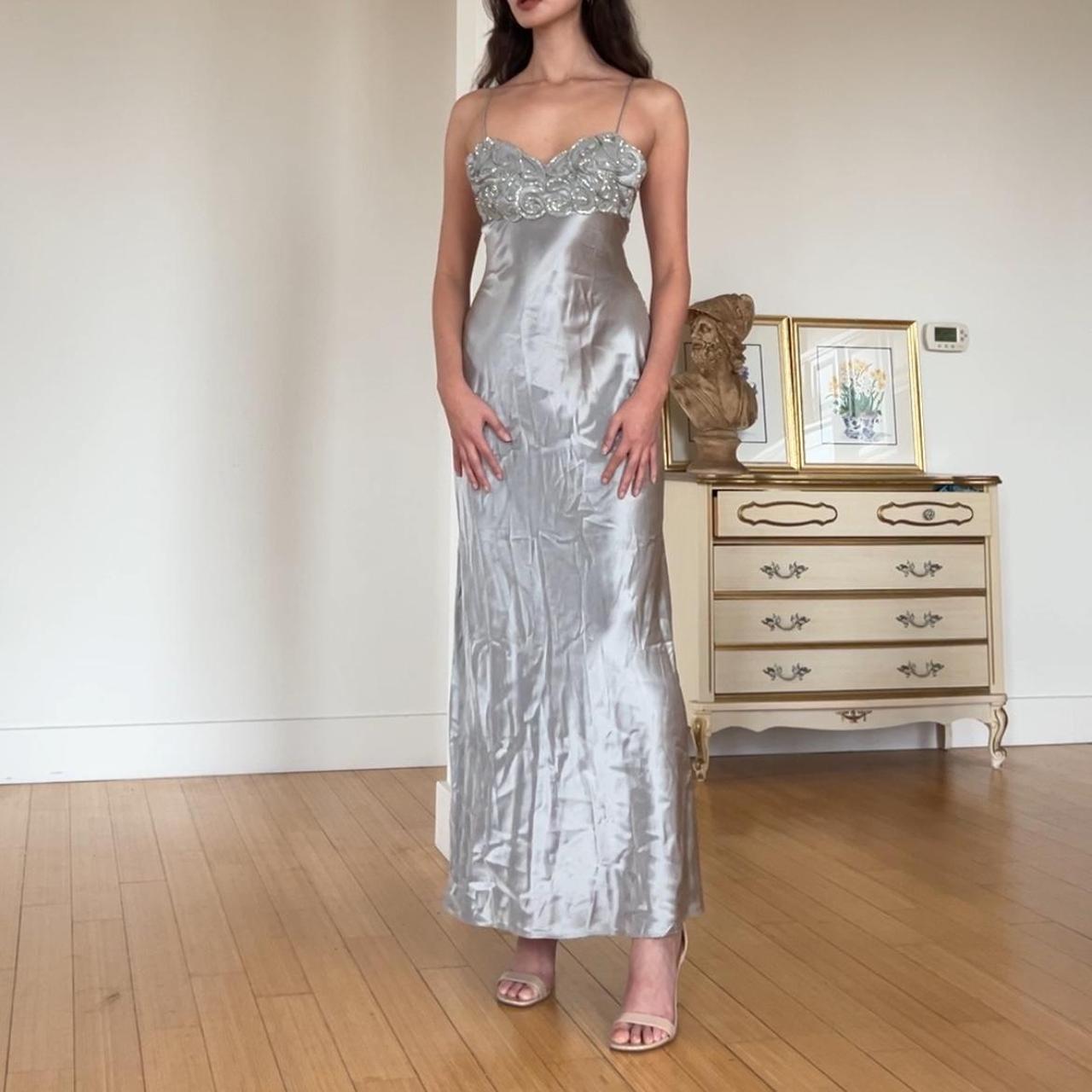 Ethereal vintage 90s silver satin gown 🪞 will make... - Depop