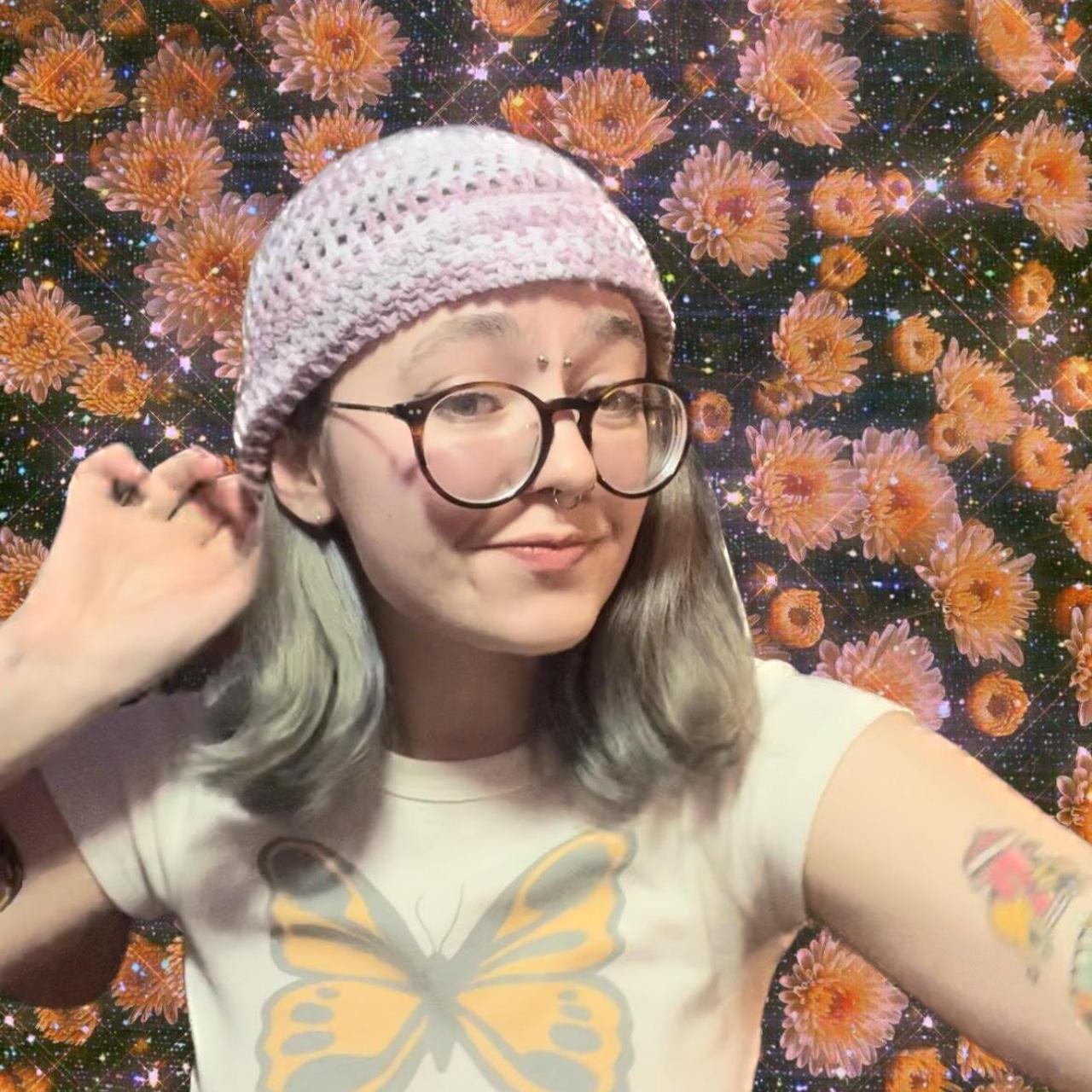 Handmade crochet light weight beanie One size... - Depop