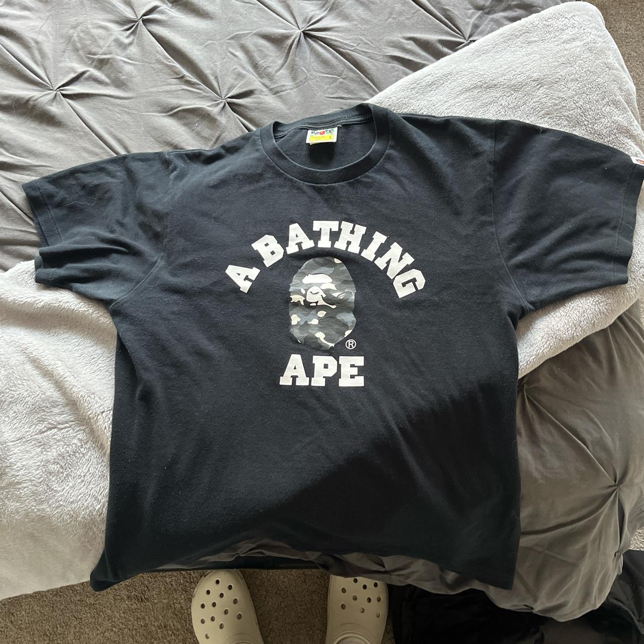 Black and outlet camo bape shirt