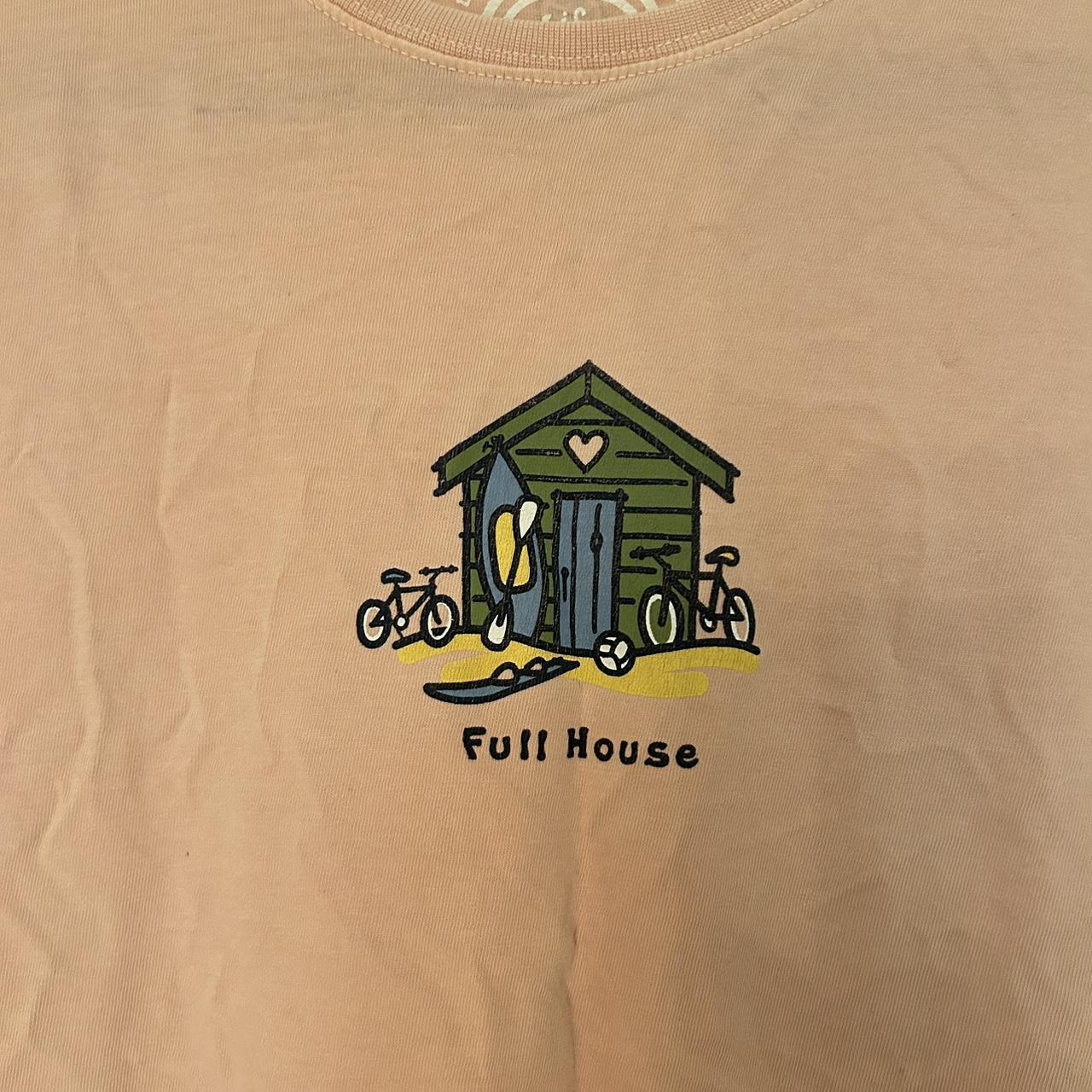 Life is Good Women's Pink and White Tshirt Depop