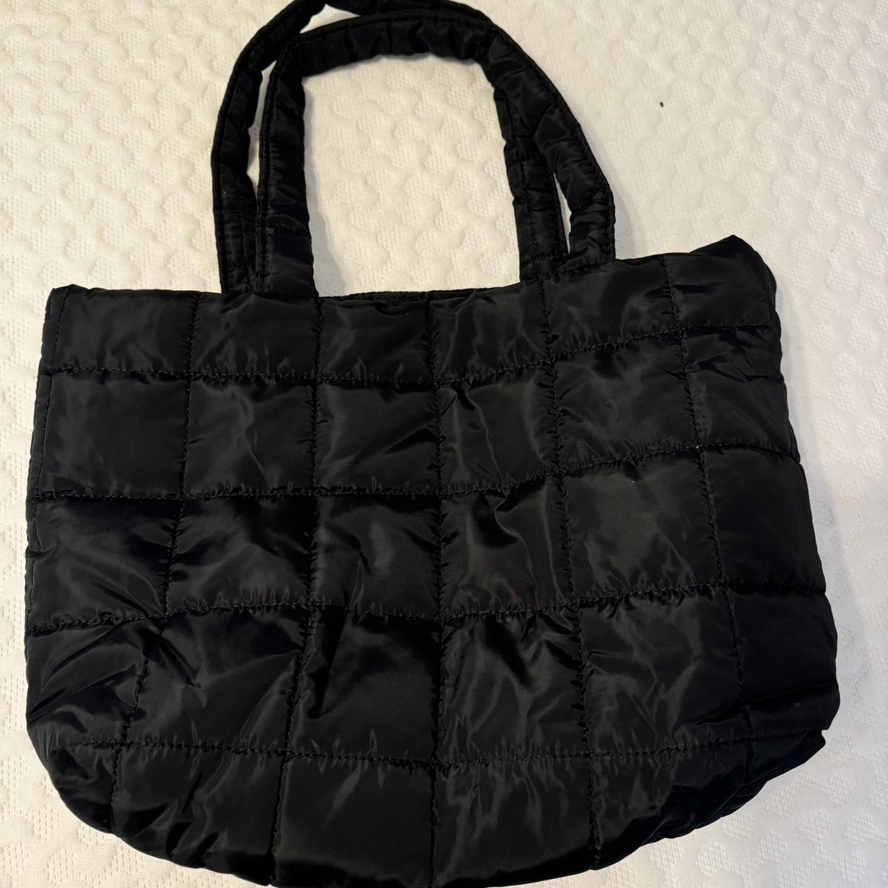 Black Puffer Tote -velcro closure -bought on... - Depop