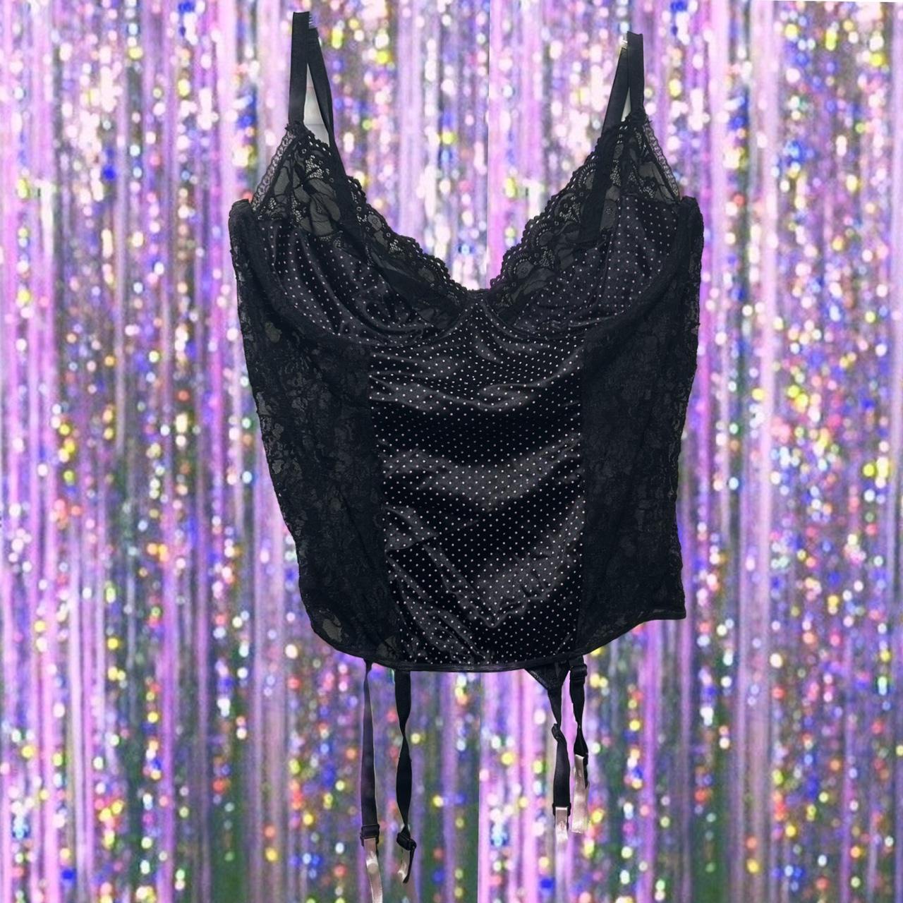 The escante collection bustier top Black lace pink... Depop