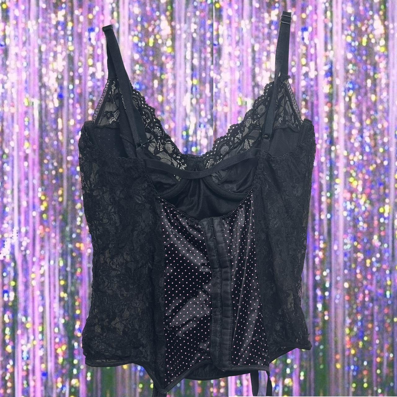 The escante collection bustier top Black lace pink... Depop