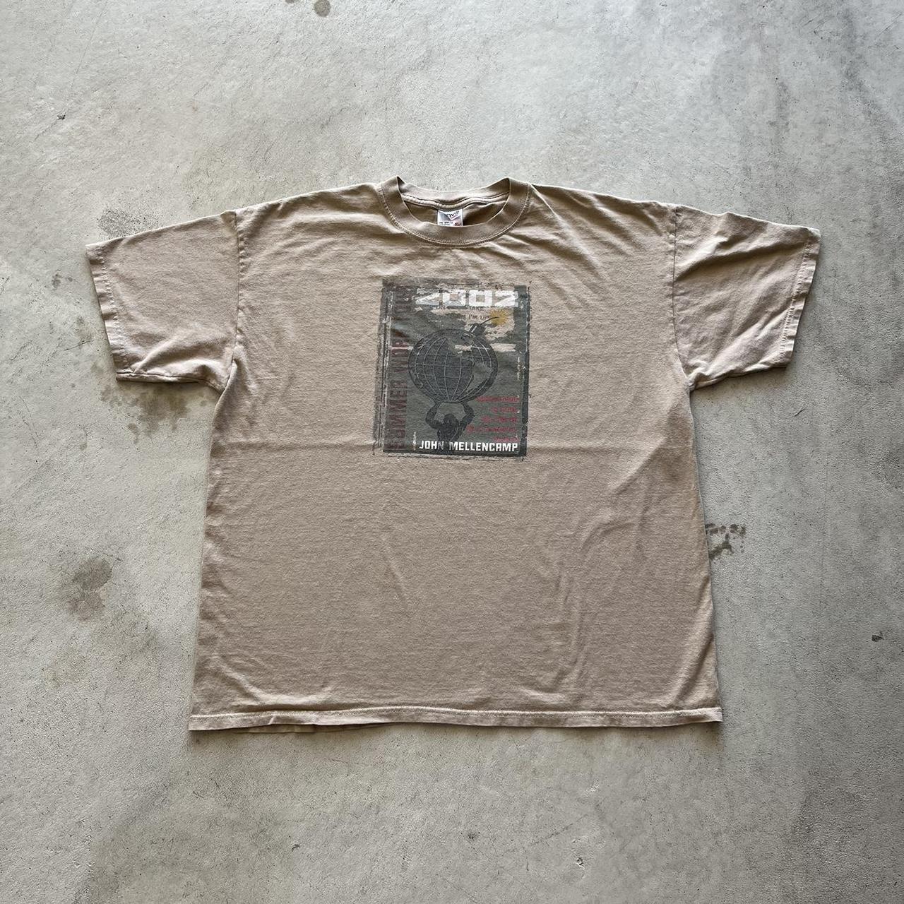 American Vintage Men's Cream and Tan T-shirt | Depop