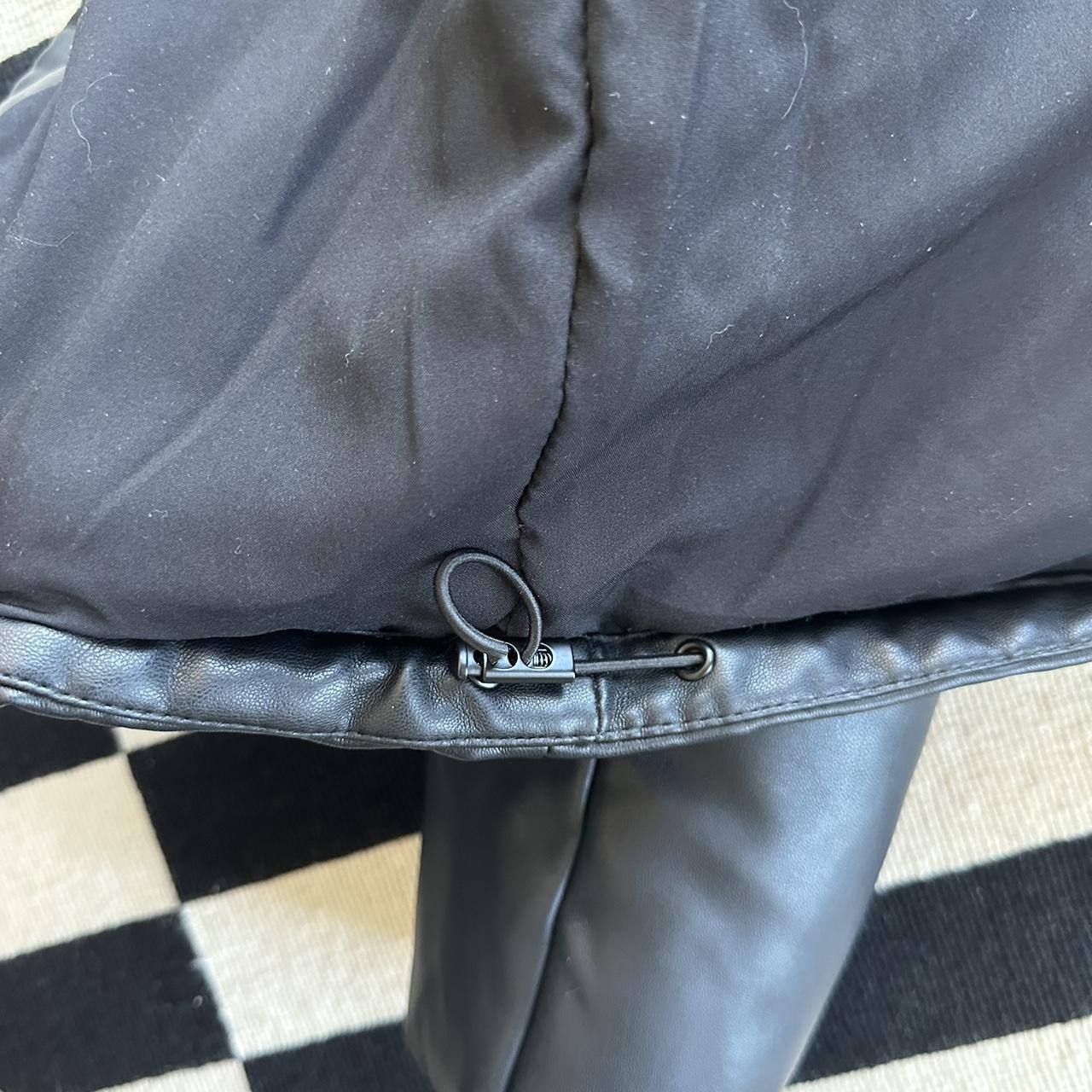 Faux leather puffer bomber jacket No markings, worn... - Depop