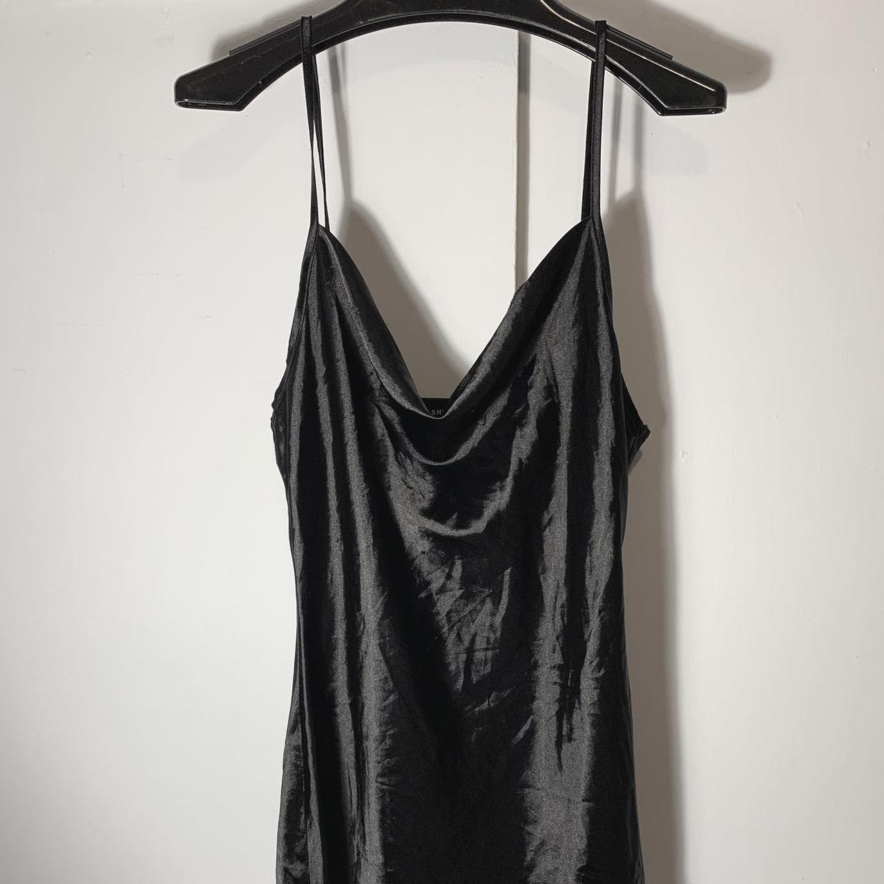 Black mini satin slip dress measured 27 inches in... - Depop