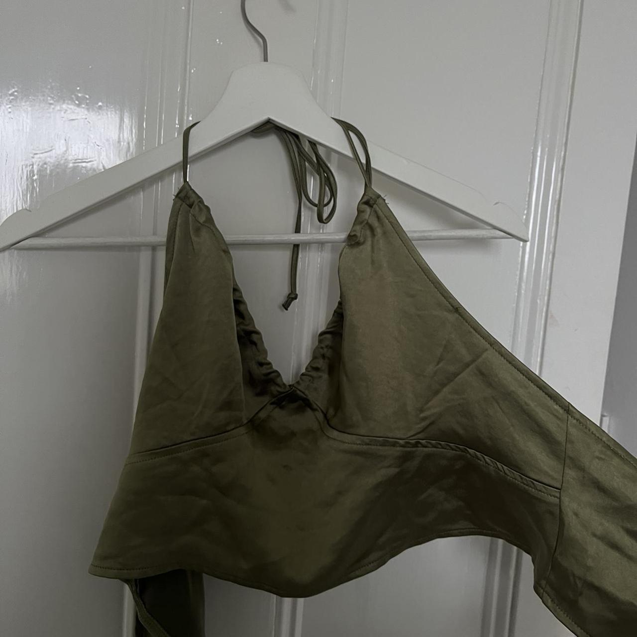 Motel Rocks Olive Green Halter Satin Top Brand New Depop