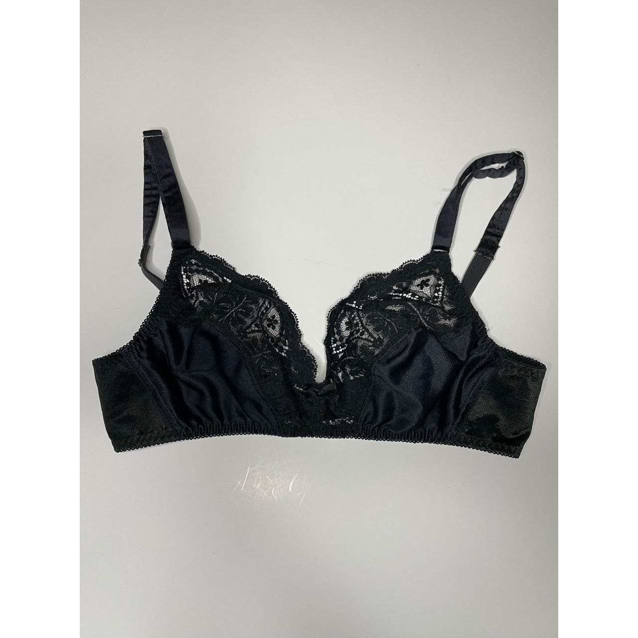 Black lace and silk bra top. No brand or size tag