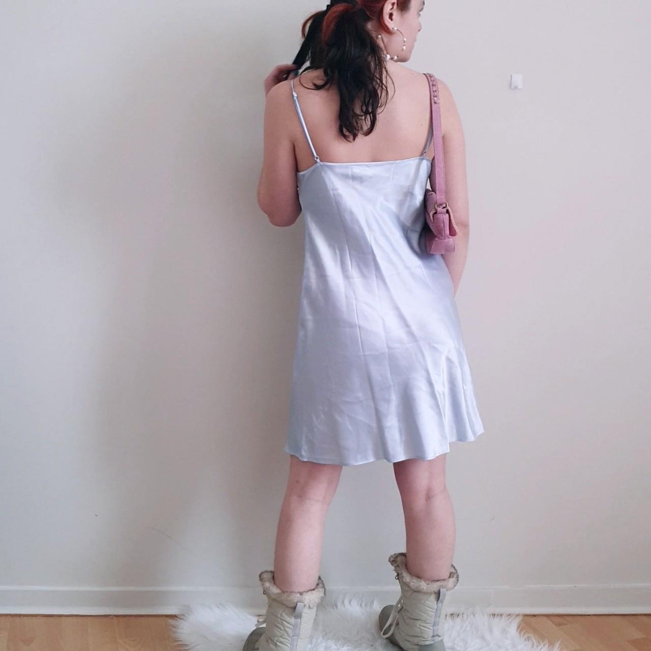 Babydoll lacey satin mini slip dress with adjustable... - Depop