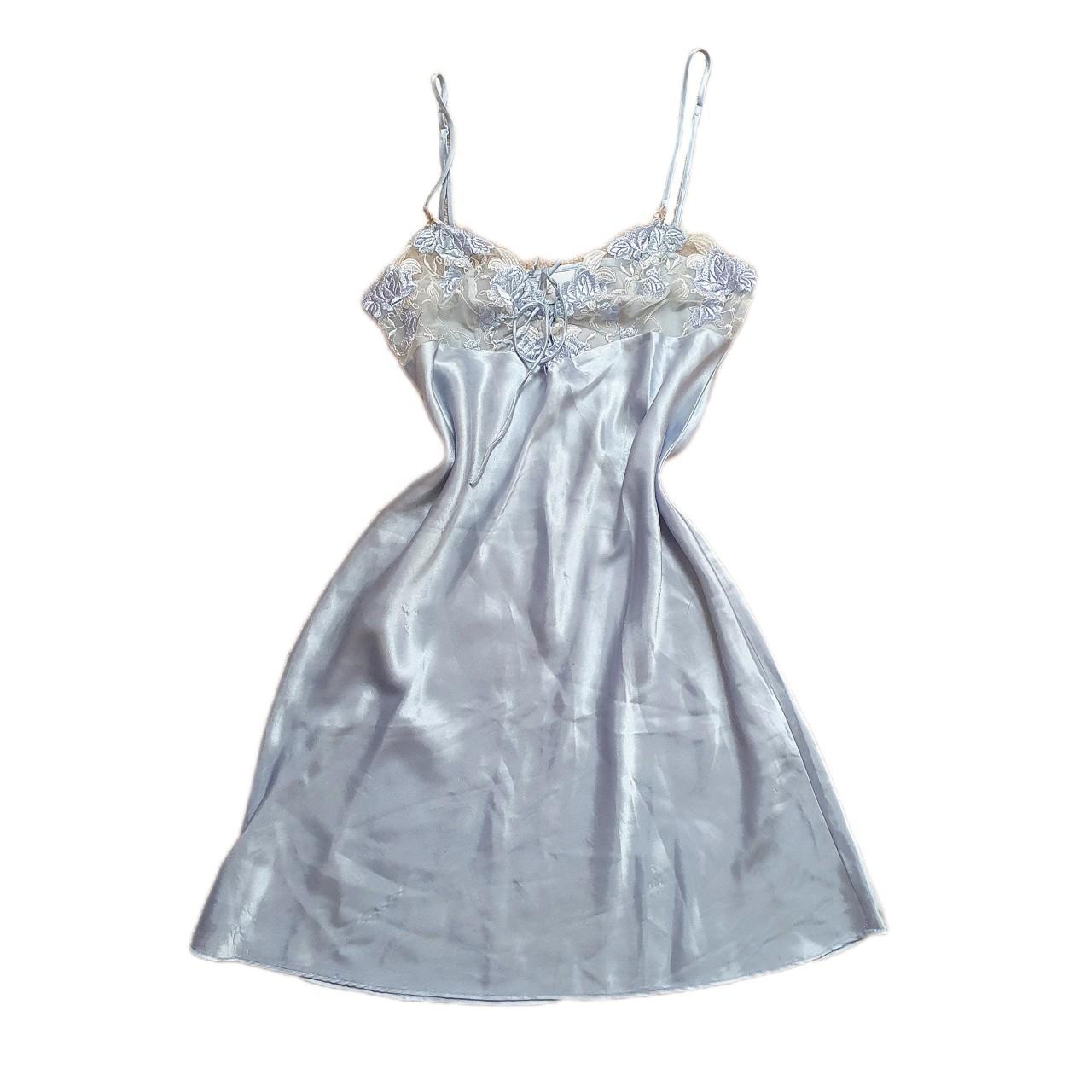 Babydoll lacey satin mini slip dress with adjustable... - Depop