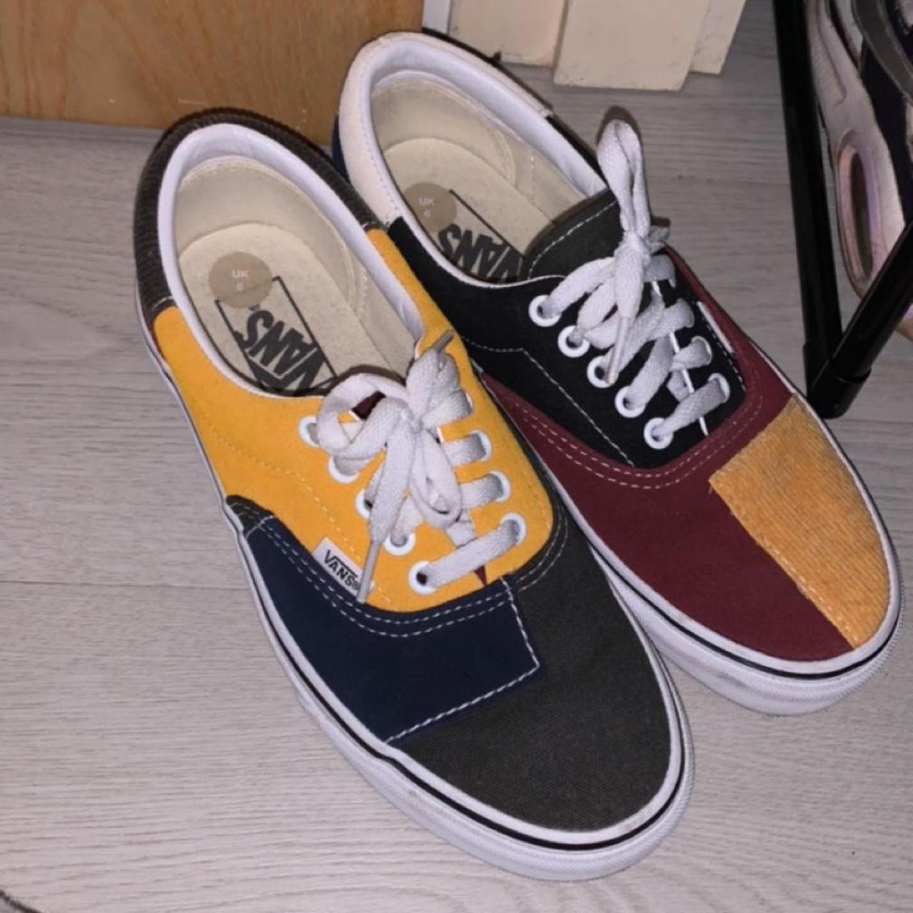 Funky multi colour colour block corduroy vans Depop