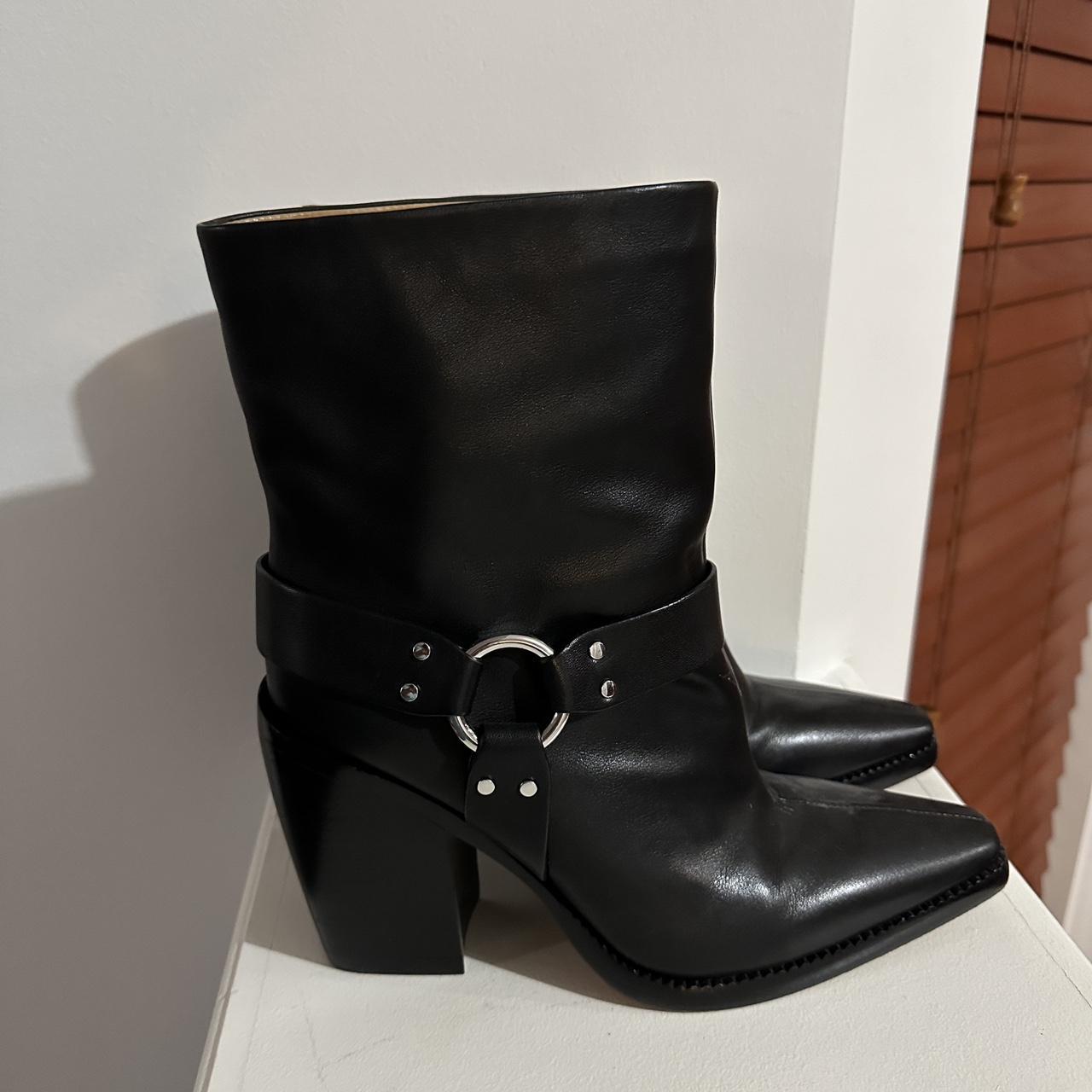 Rag Bone black buckle short heeled boots Size