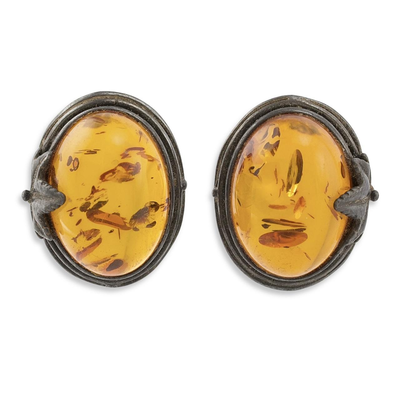 Vintage Baltic amber clip on selling earrings