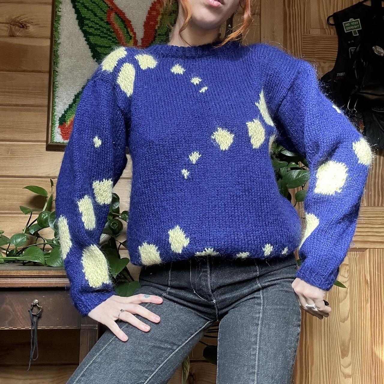 Women's Blue and Yellow Jumper Depop