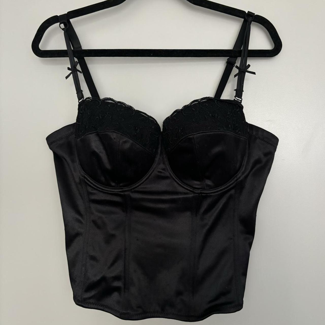 Vintage black corset 🌷 Boned cups, spaghetti... Depop