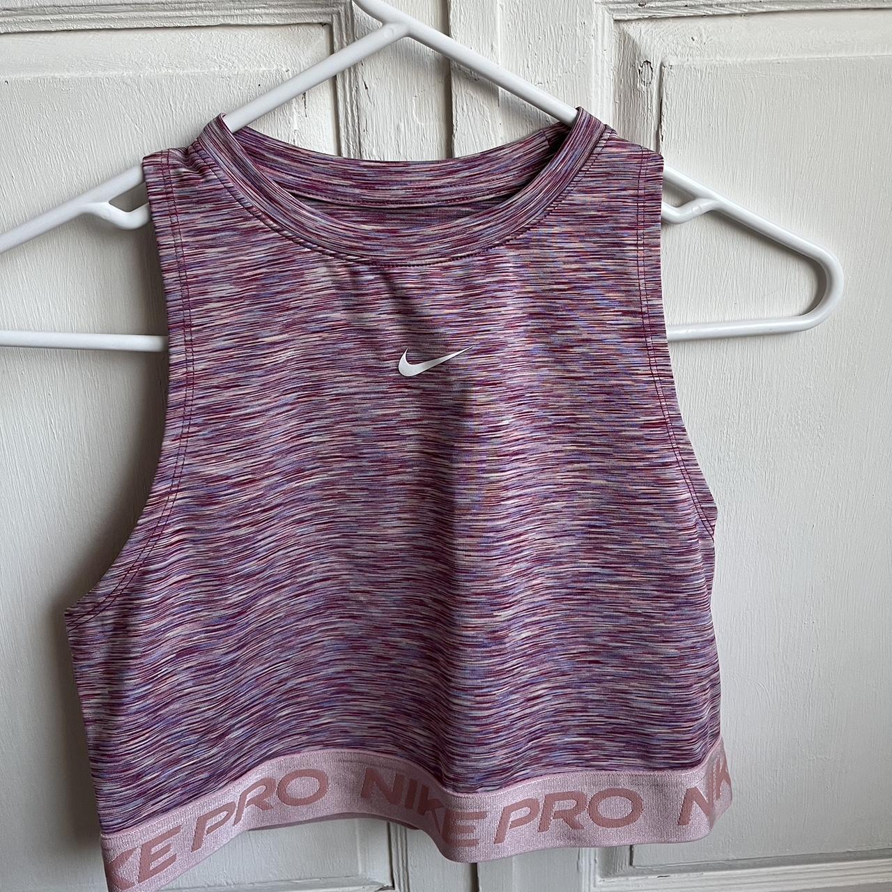 pink and white nike crop top