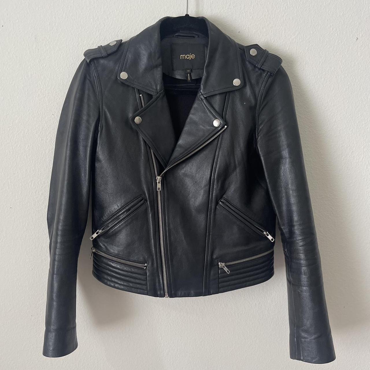 Maje genuine leather jacket. Size 38 fits like a... - Depop