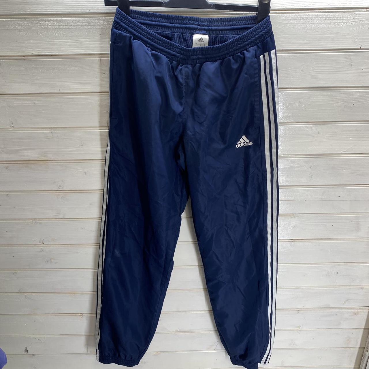 Retro Adidas Navy Tracksuit Bottoms Size Small Mens... - Depop