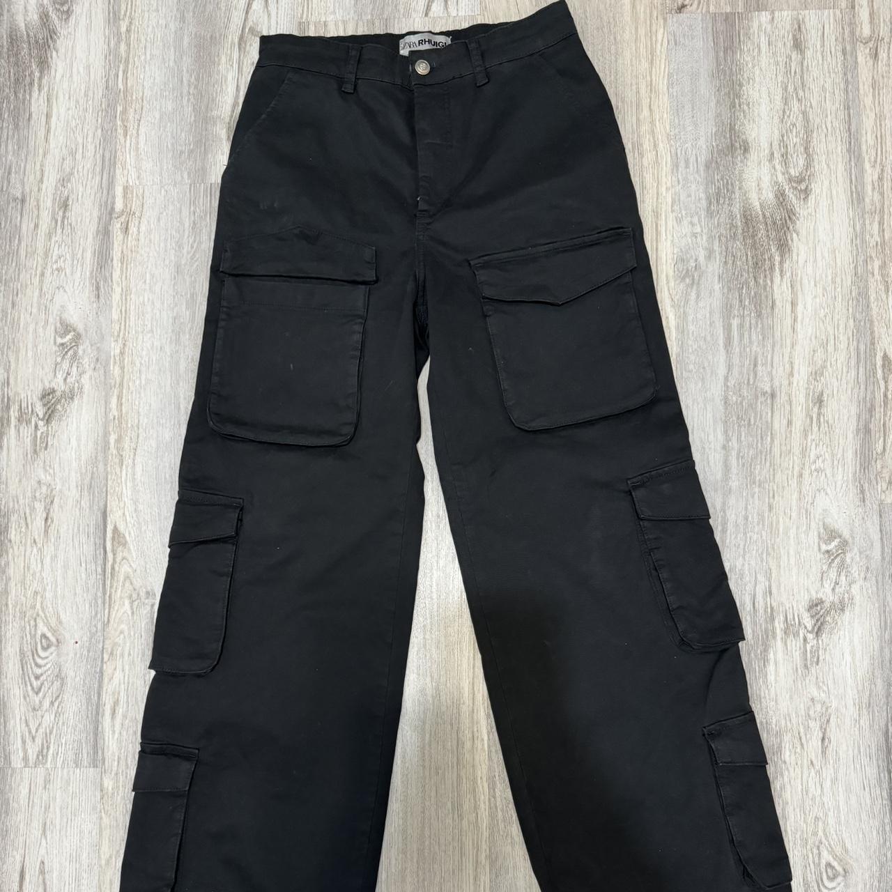 Zara x rhuigi Black Cargo pants size s-m fits up to... - Depop