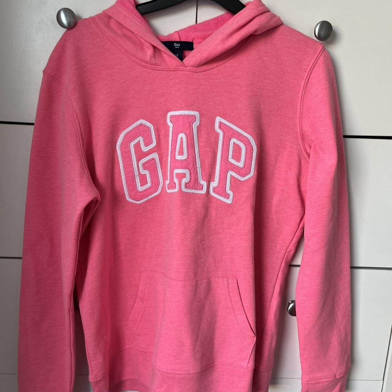 Gap Women's Pink and White Hoodie | Depop