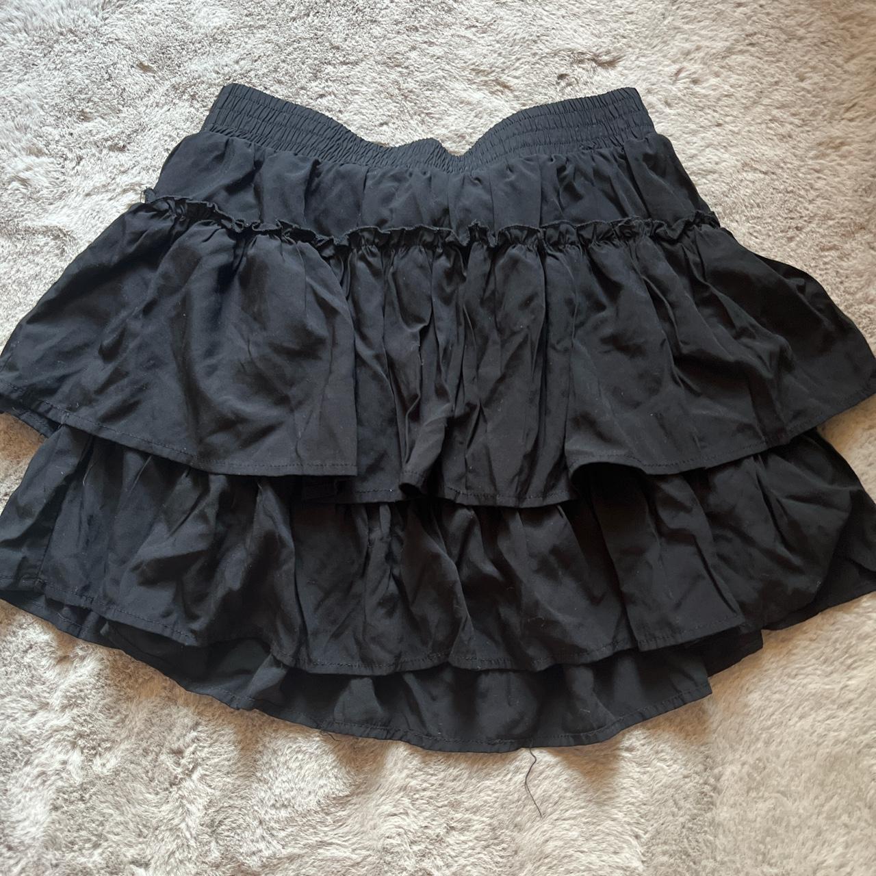 Black Preppy Tiered Ruffle Skirt Love Shack Fancy... - Depop