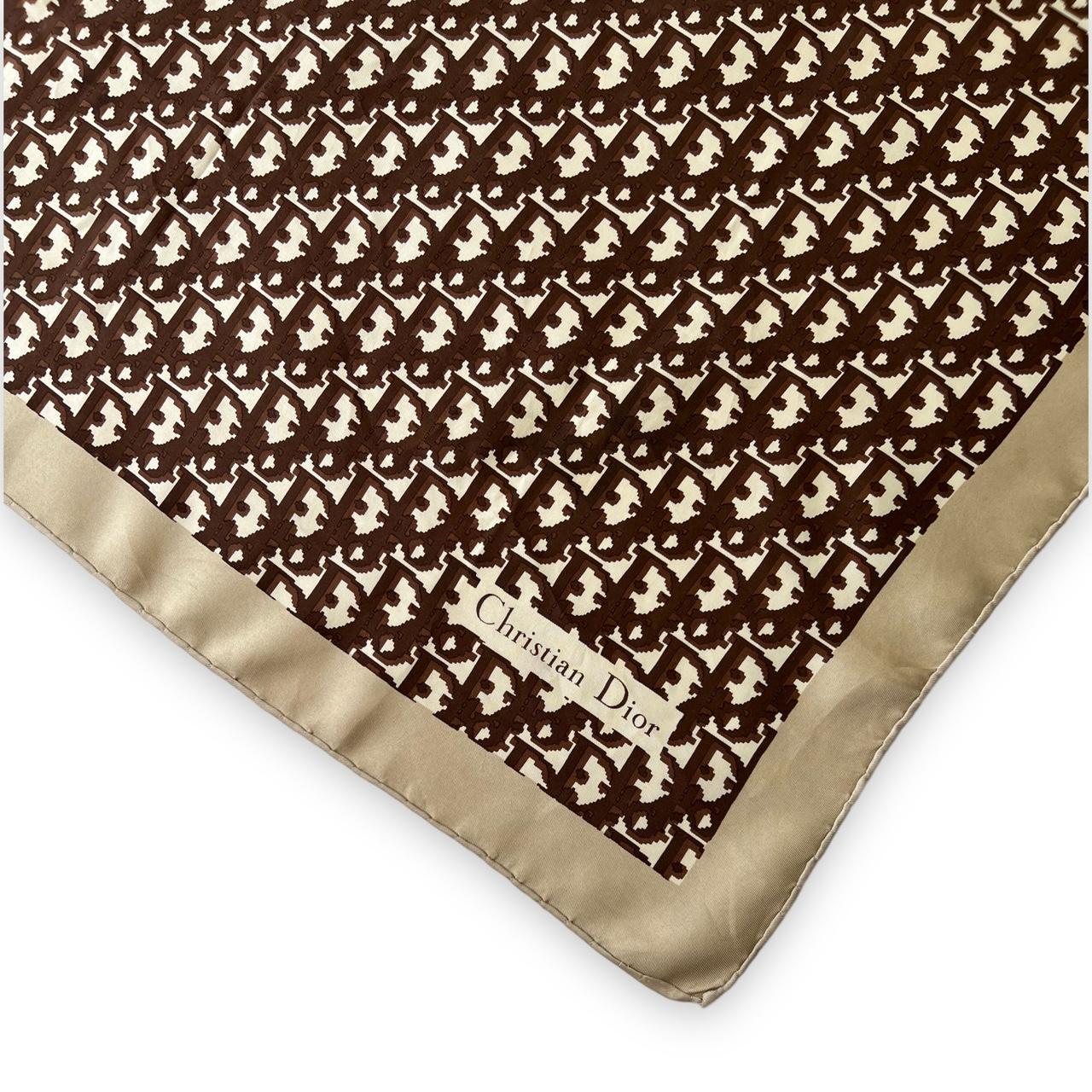 Vintage Christian Dior monogram silk & wool reversible scarf brown  & tan