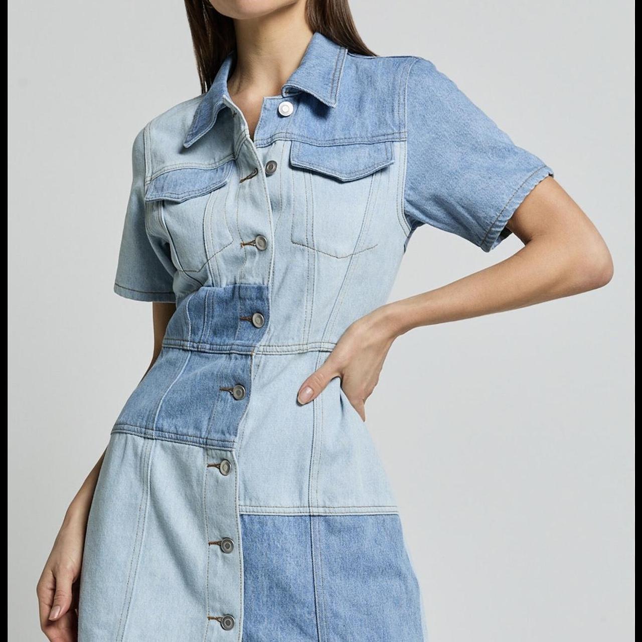 Zara Patchwork Dress Depop Zara Dress Zara Denim Patchwork Worn