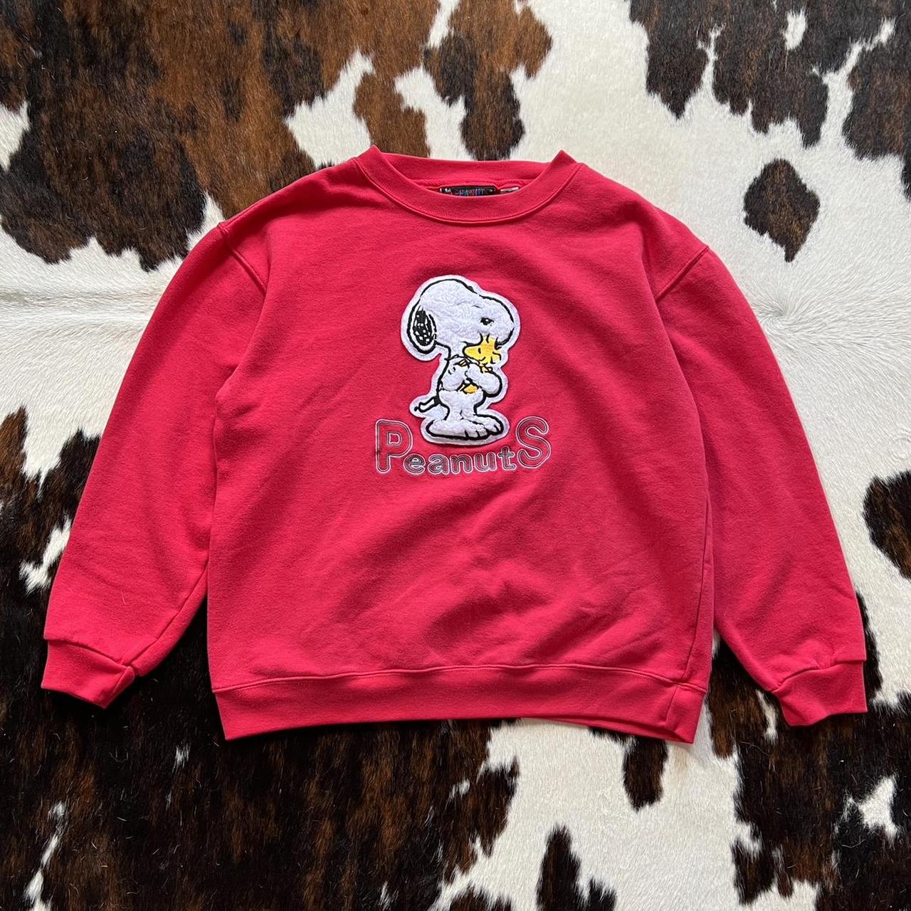 Peanuts Men's Red and White Sweatshirt | Depop