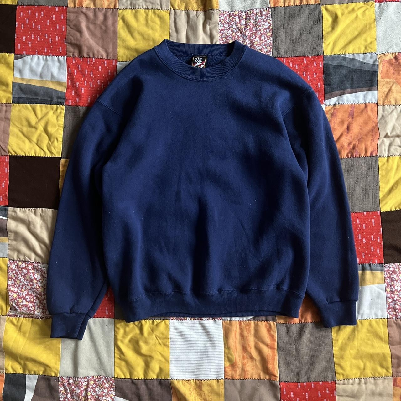 JCPenney Men's Blue and Navy Sweatshirt Depop