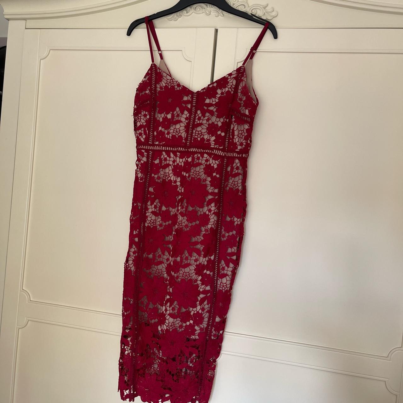 New Look Women's Red and Cream Dress | Depop