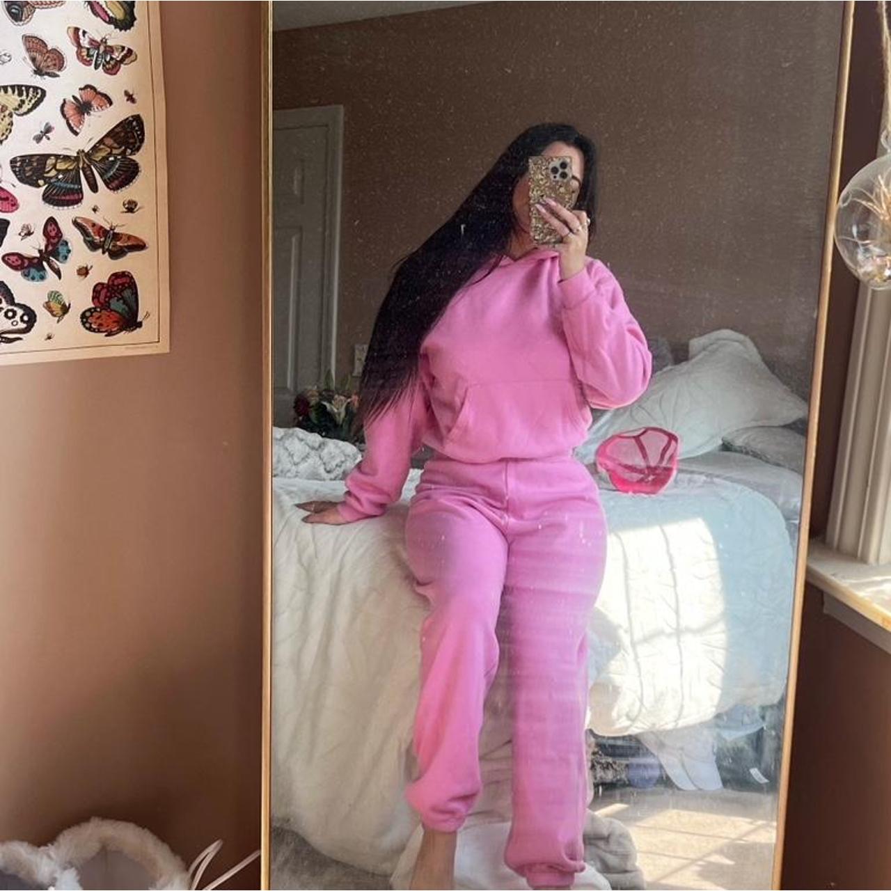 Skims Women's Pink Hoodie Depop