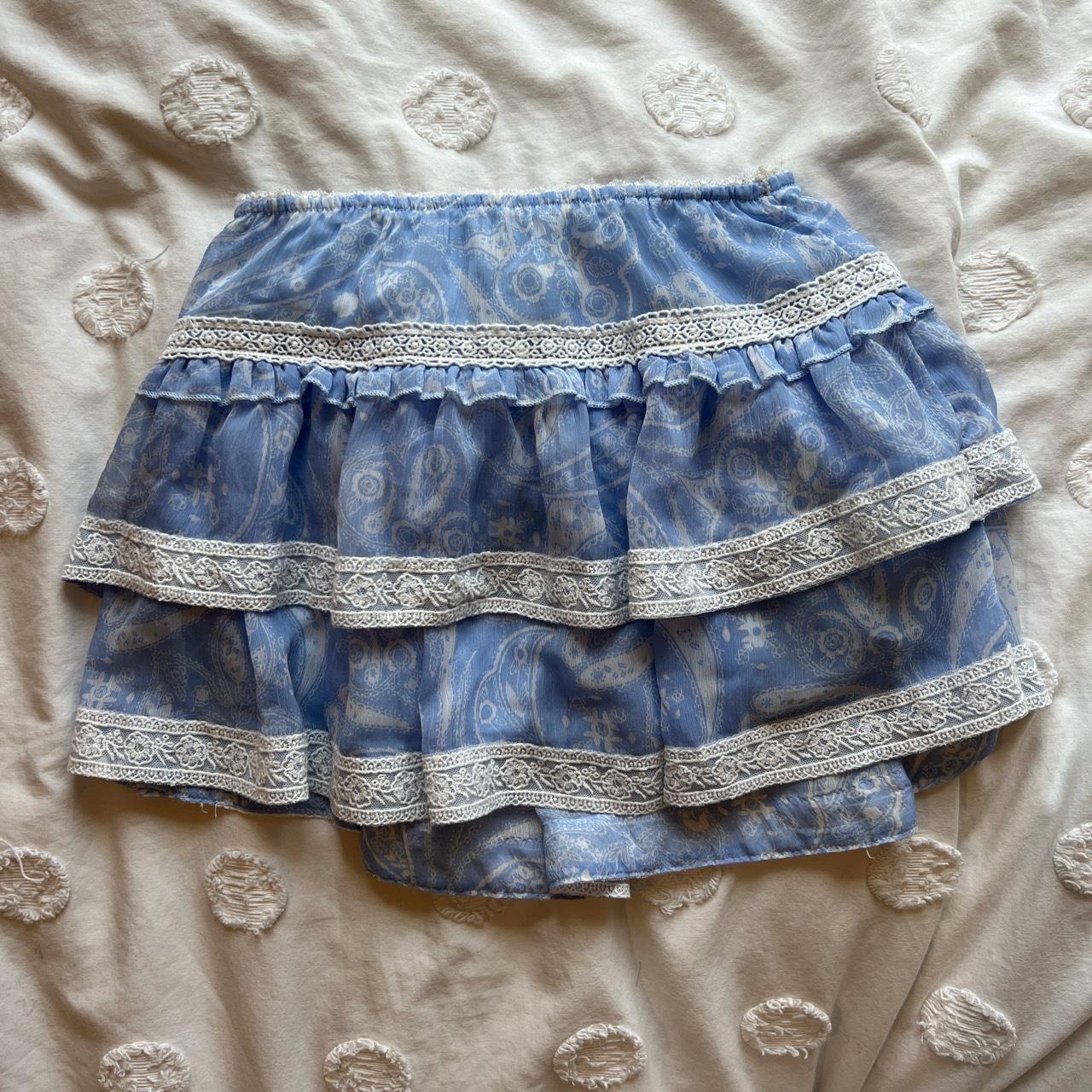 Blue and White Coquette Skirt Cutest and dantjest... - Depop