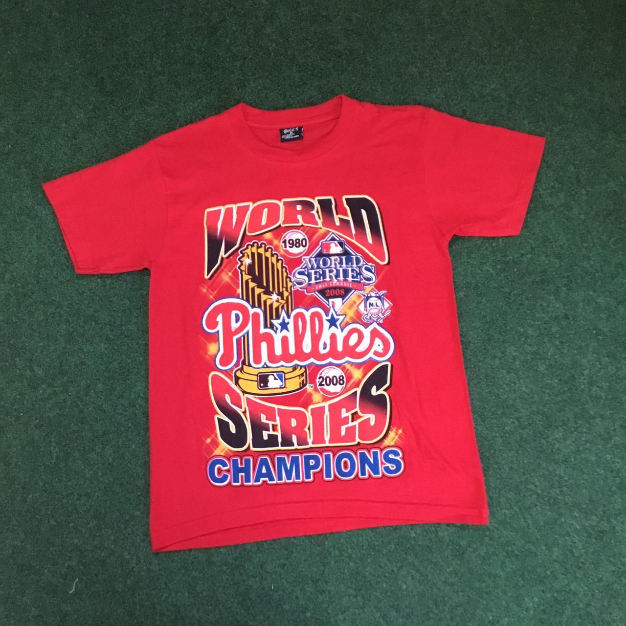 2008 World Series Champions Philadelphia Phillies Baseball Youth M Red  T-Shirt