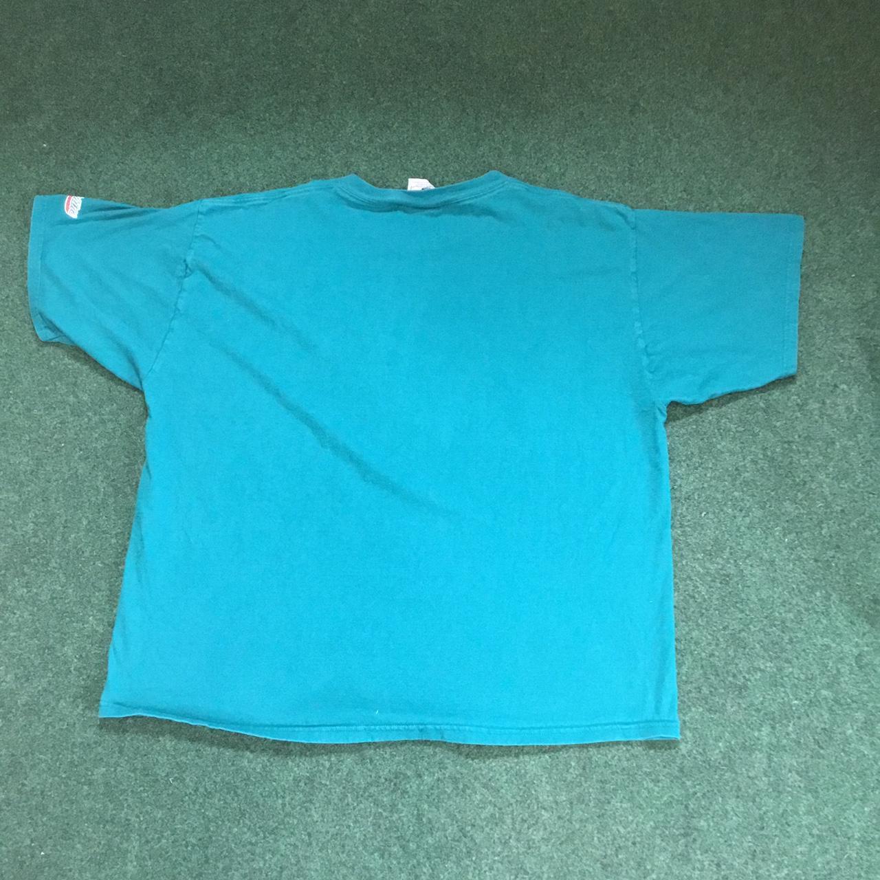 Vintage 1995 Miami Dolphins T Shit Blue XXL Single - Depop