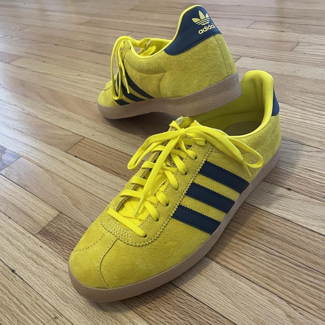 Adidas Gazelle yellow and blue suede!! I got these... - Depop