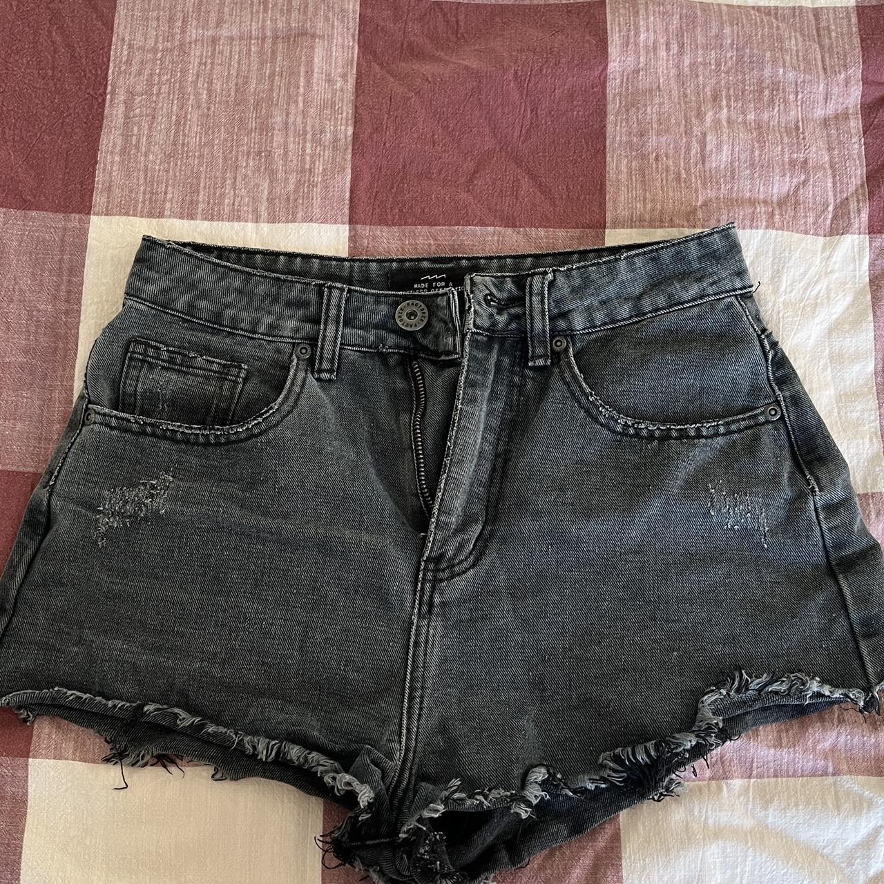 Factorie black denim shorts Raw hem with... - Depop