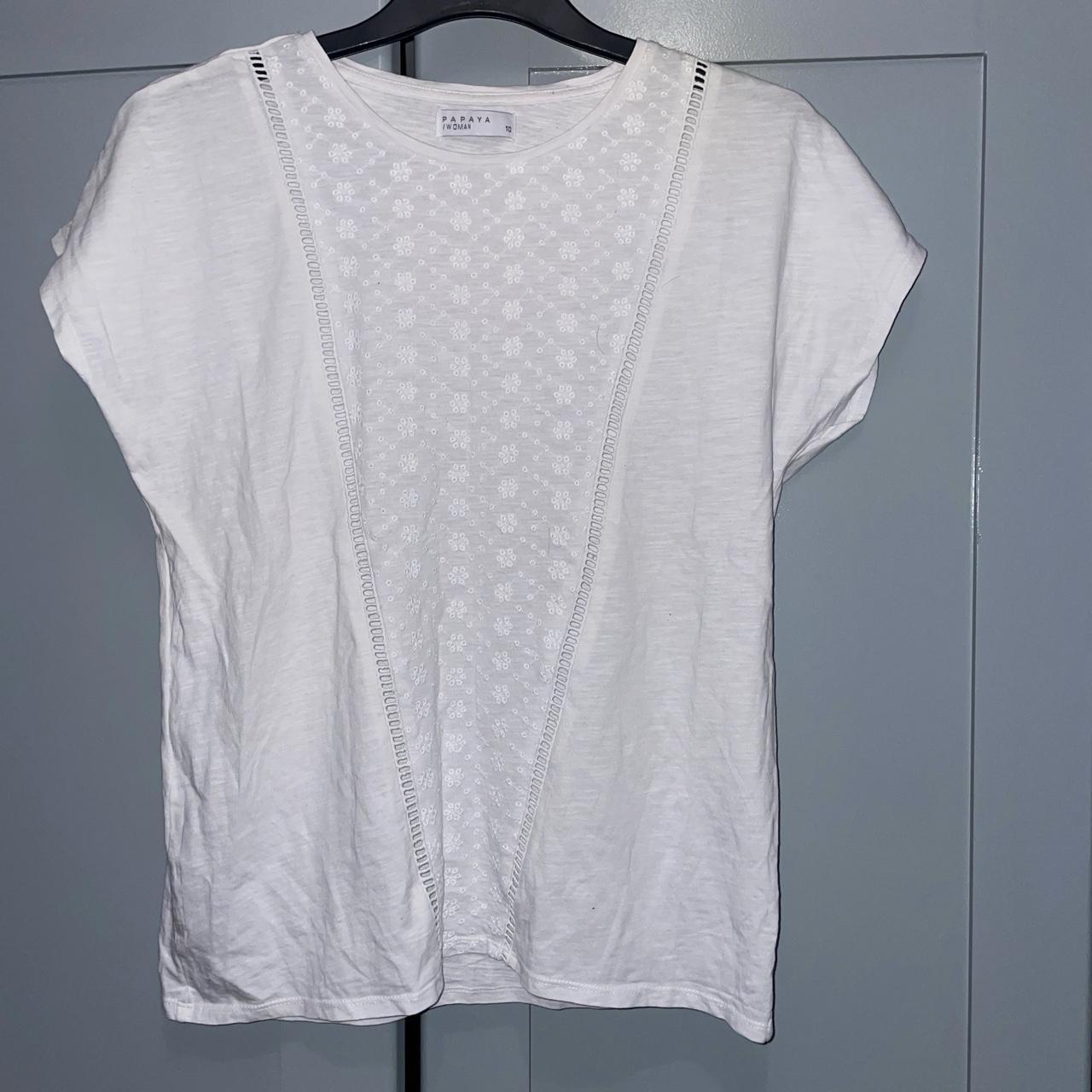 White shirt sleeve tshirt top Depop