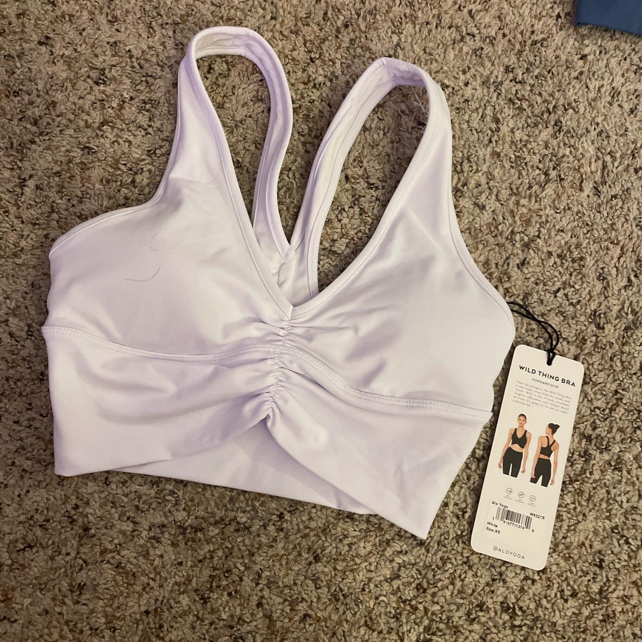 NWT Alo Yoga wild thing bra. white color. xs. never - Depop